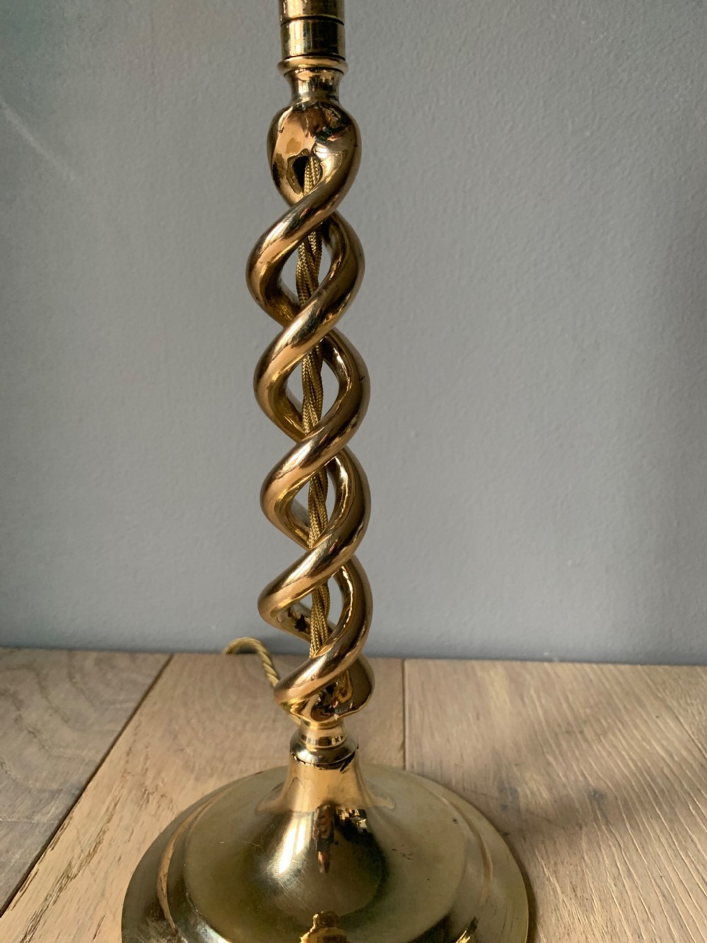 1920s Brass Twist Table Lamp, Rewired and PAT tested  View IV