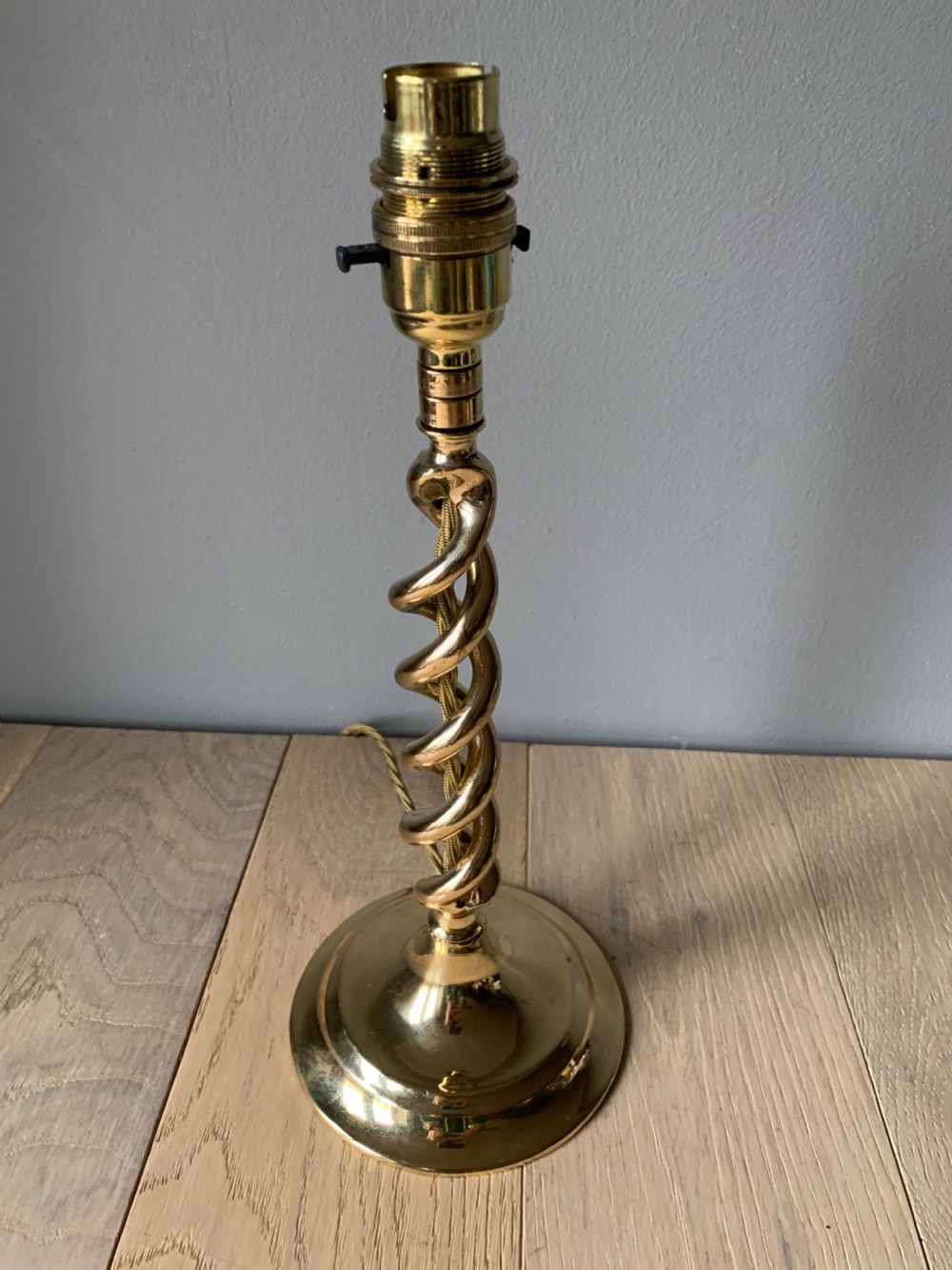 1920s Brass Twist Table Lamp, Rewired and PAT tested  View V