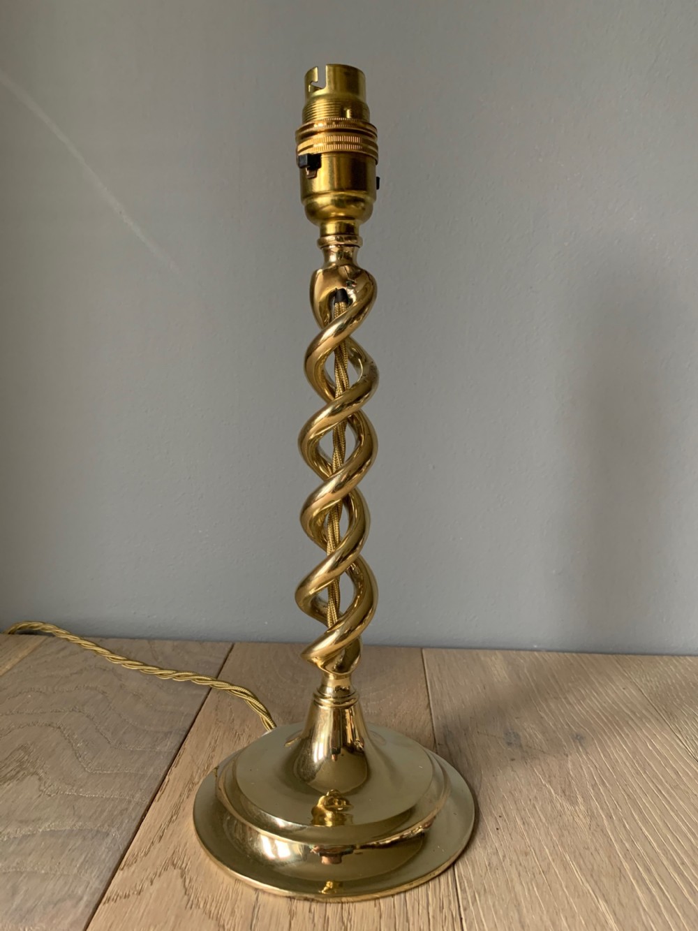 c1920 Brass Twist Table Lamp, Rewired and PAT tested