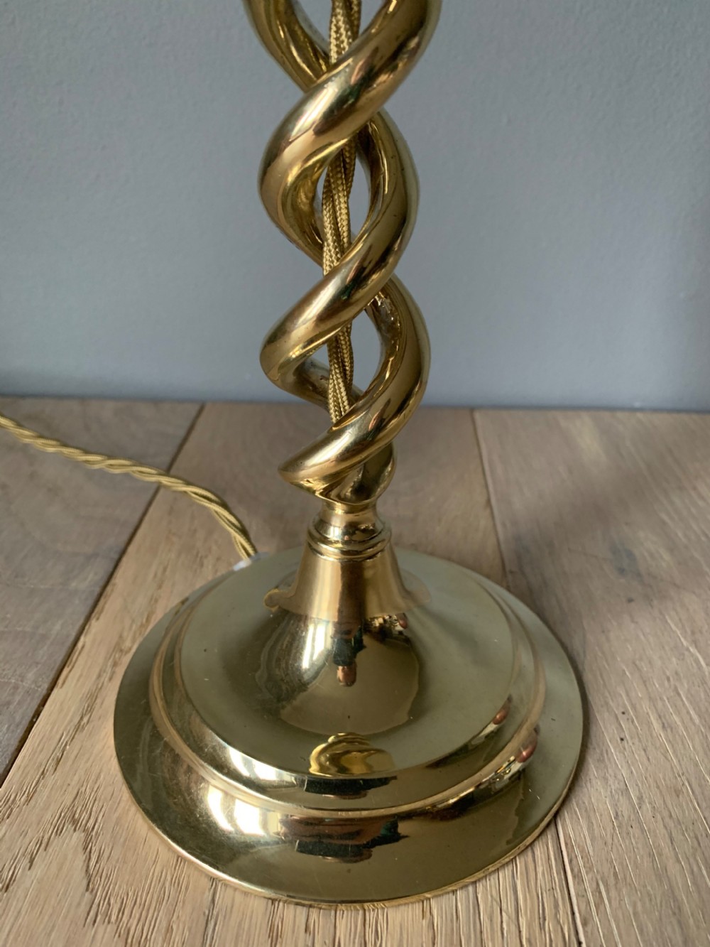 c1920 Brass Twist Table Lamp, Rewired and PAT tested View II