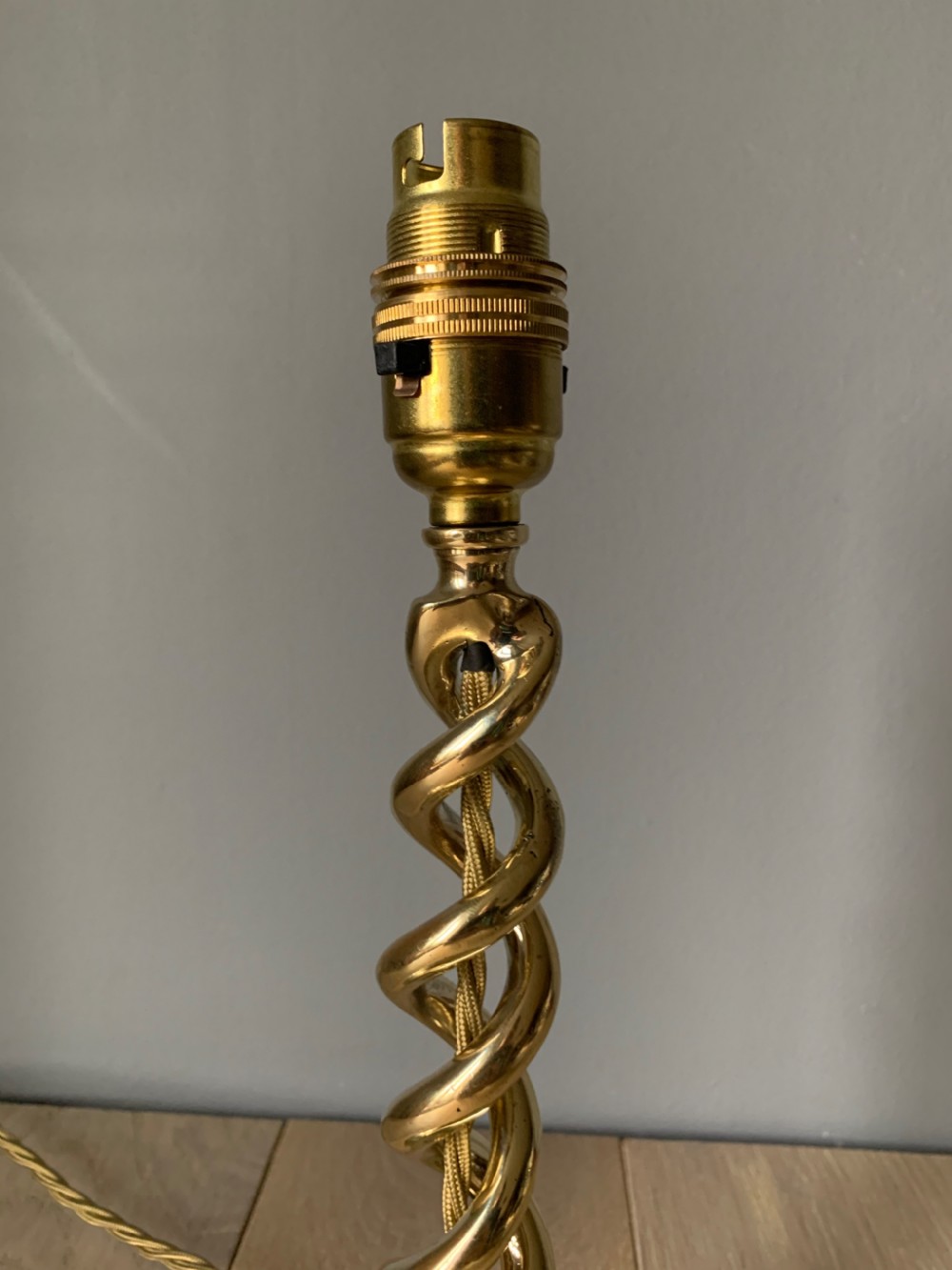 c1920 Brass Twist Table Lamp, Rewired and PAT tested View III