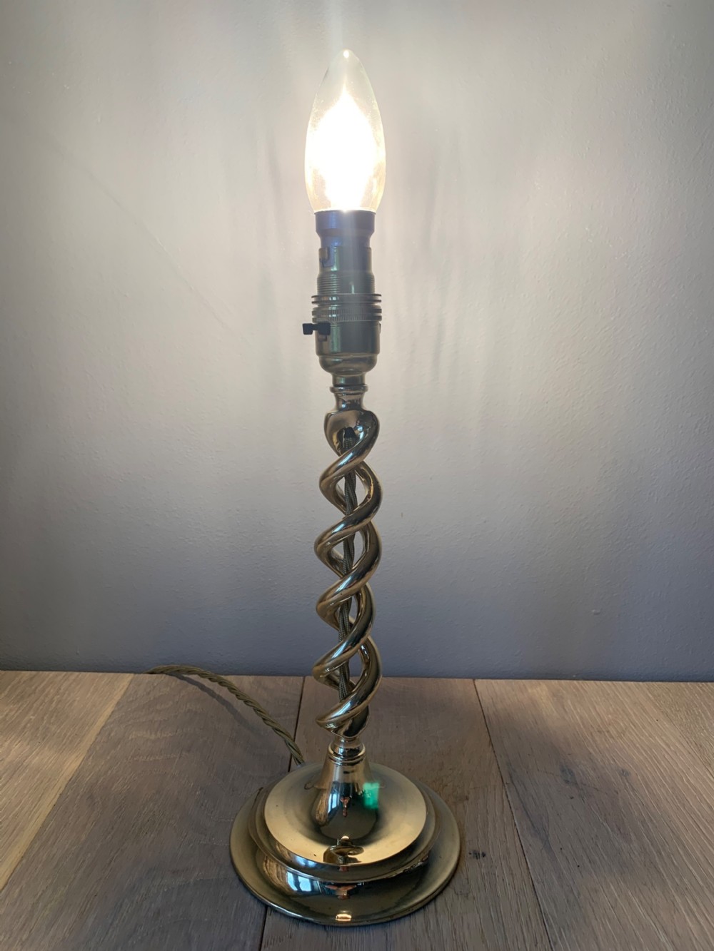 c1920 Brass Twist Table Lamp, Rewired and PAT tested View VI