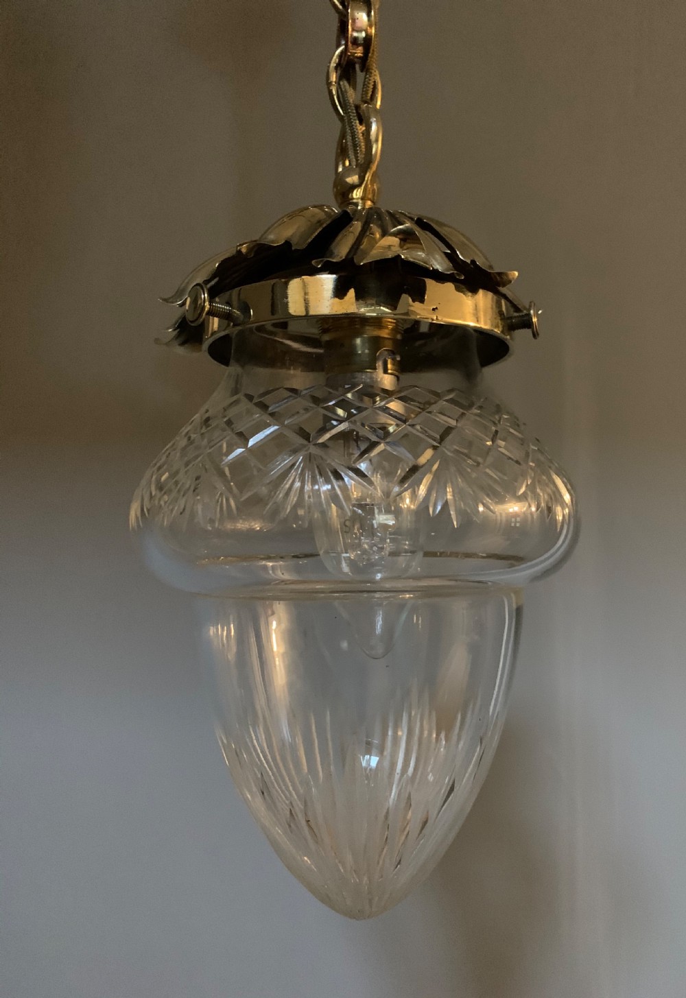 Edwardian Ceiling Cut Crystal Ceiling Bome, Brass Gallery, Rewired  View XI