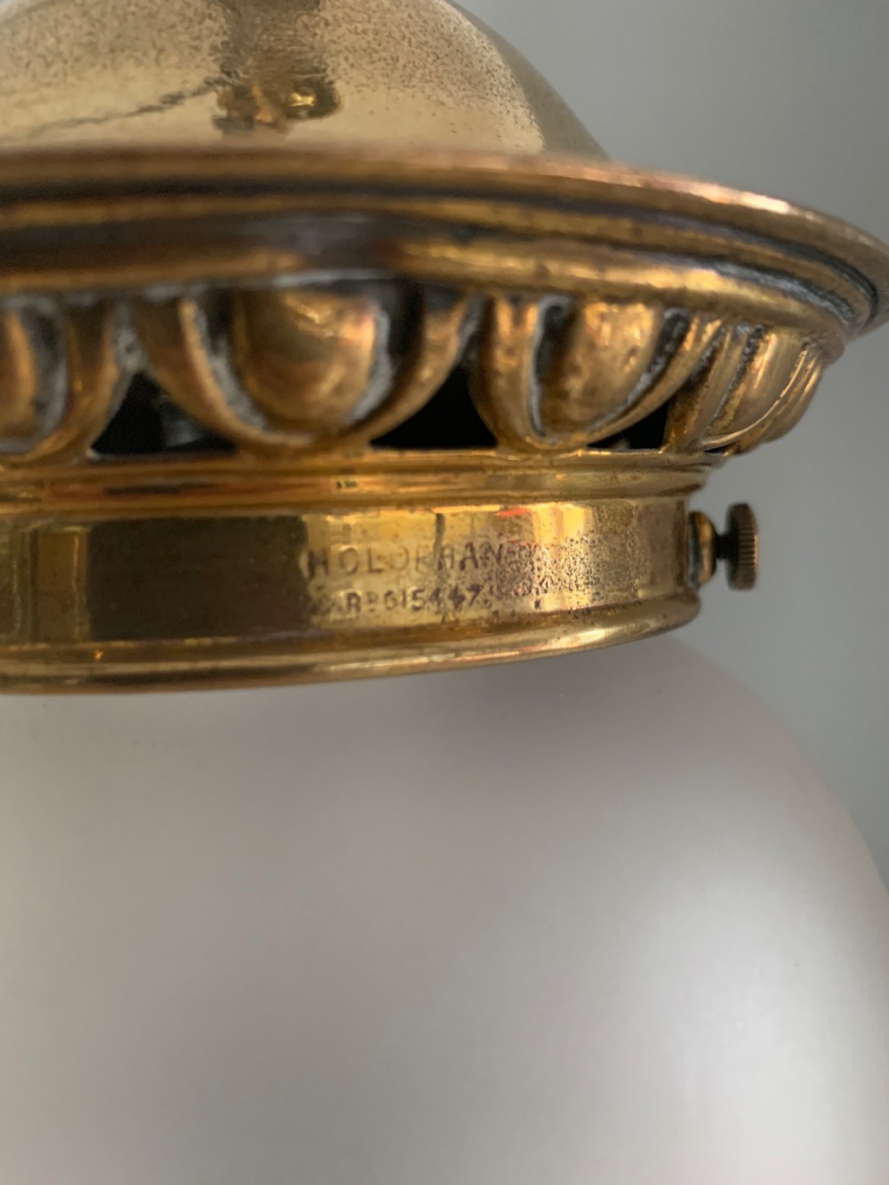 Frosted & Cut Glass Holophane Ceiling Light, Rewired  View III