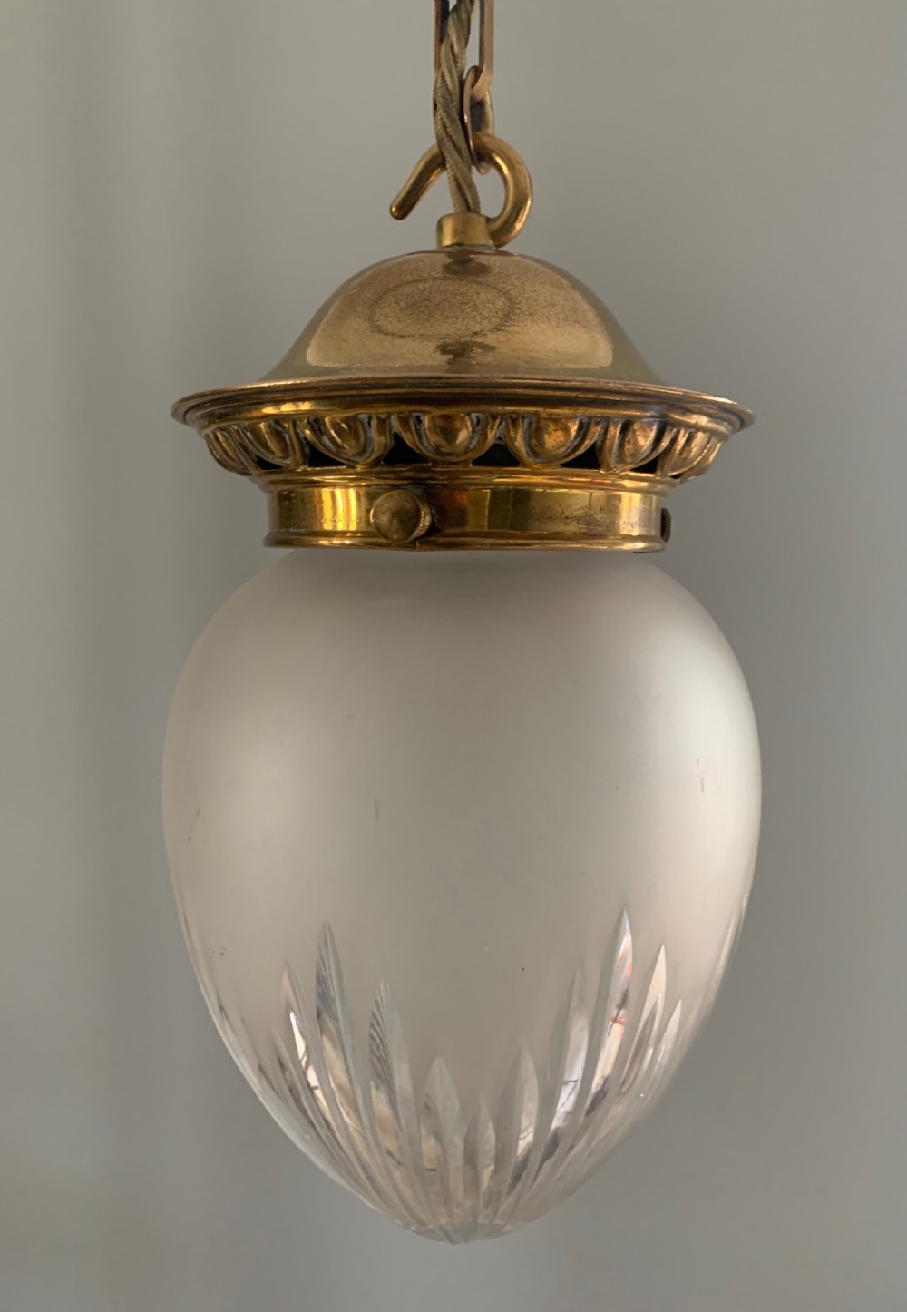 Frosted & Cut Glass Holophane Ceiling Light, Rewired  View VII