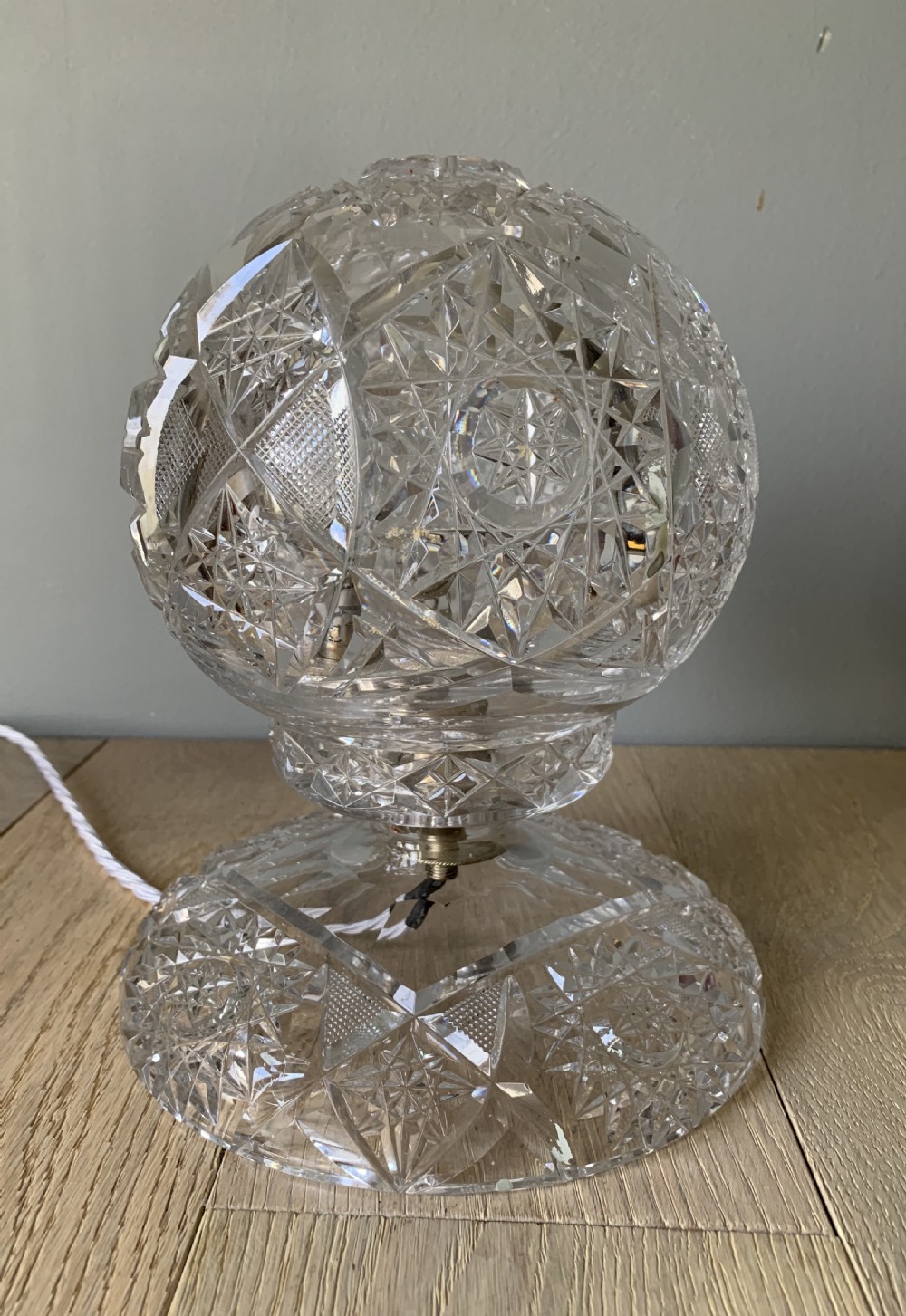 C1930 Cut Crystal Mushroom Table Lamp, Rewired and PAT tested 