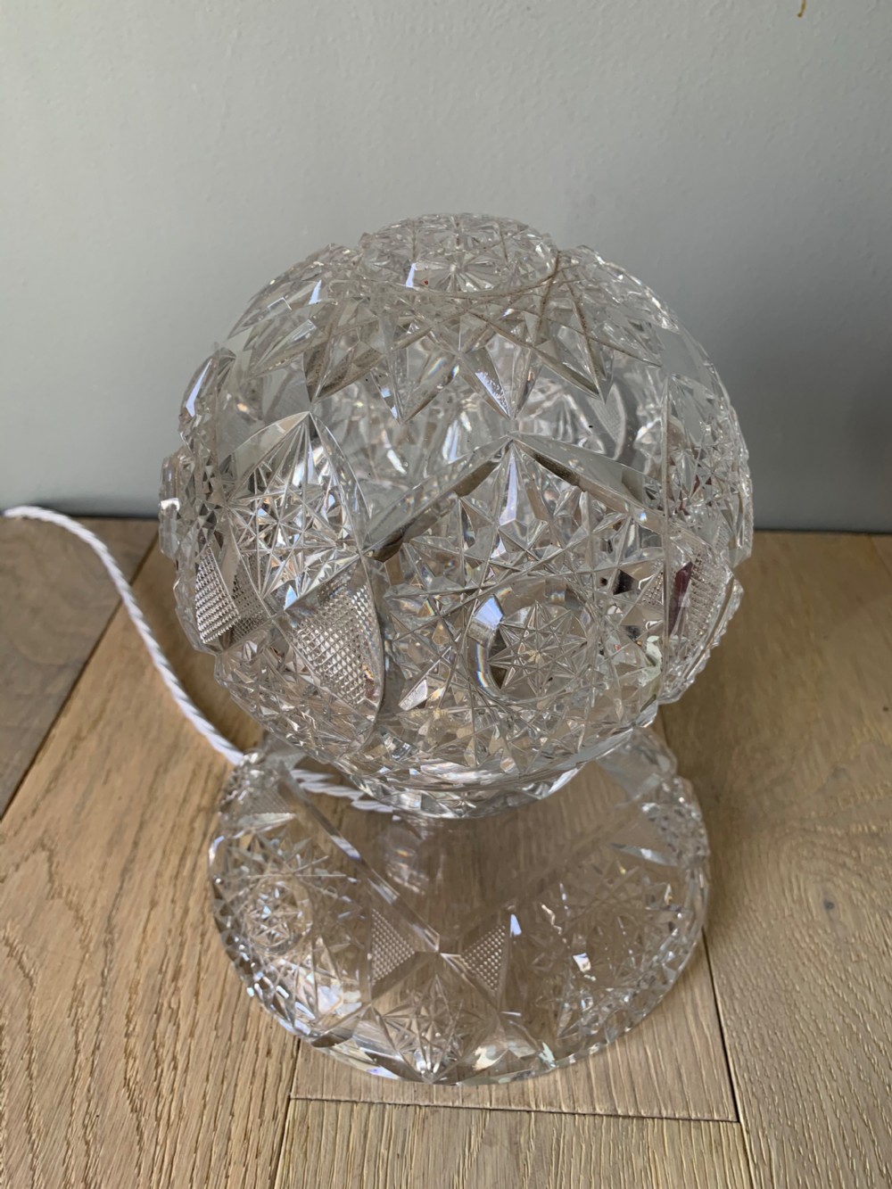 C1930 Cut Crystal Mushroom Table Lamp, Rewired and PAT tested  View II