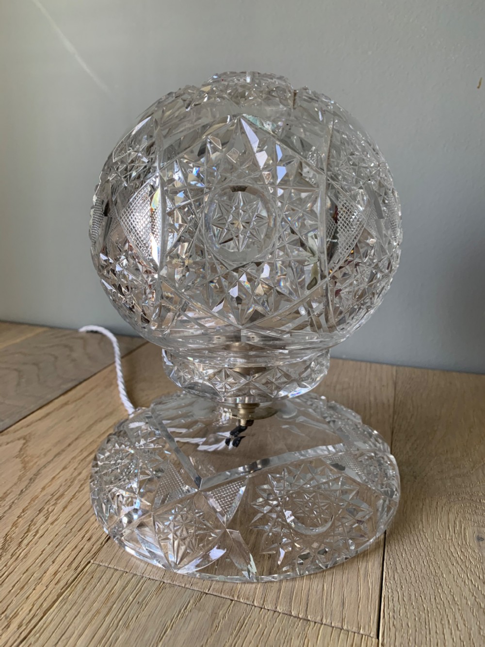 C1930 Cut Crystal Mushroom Table Lamp, Rewired and PAT tested  View III