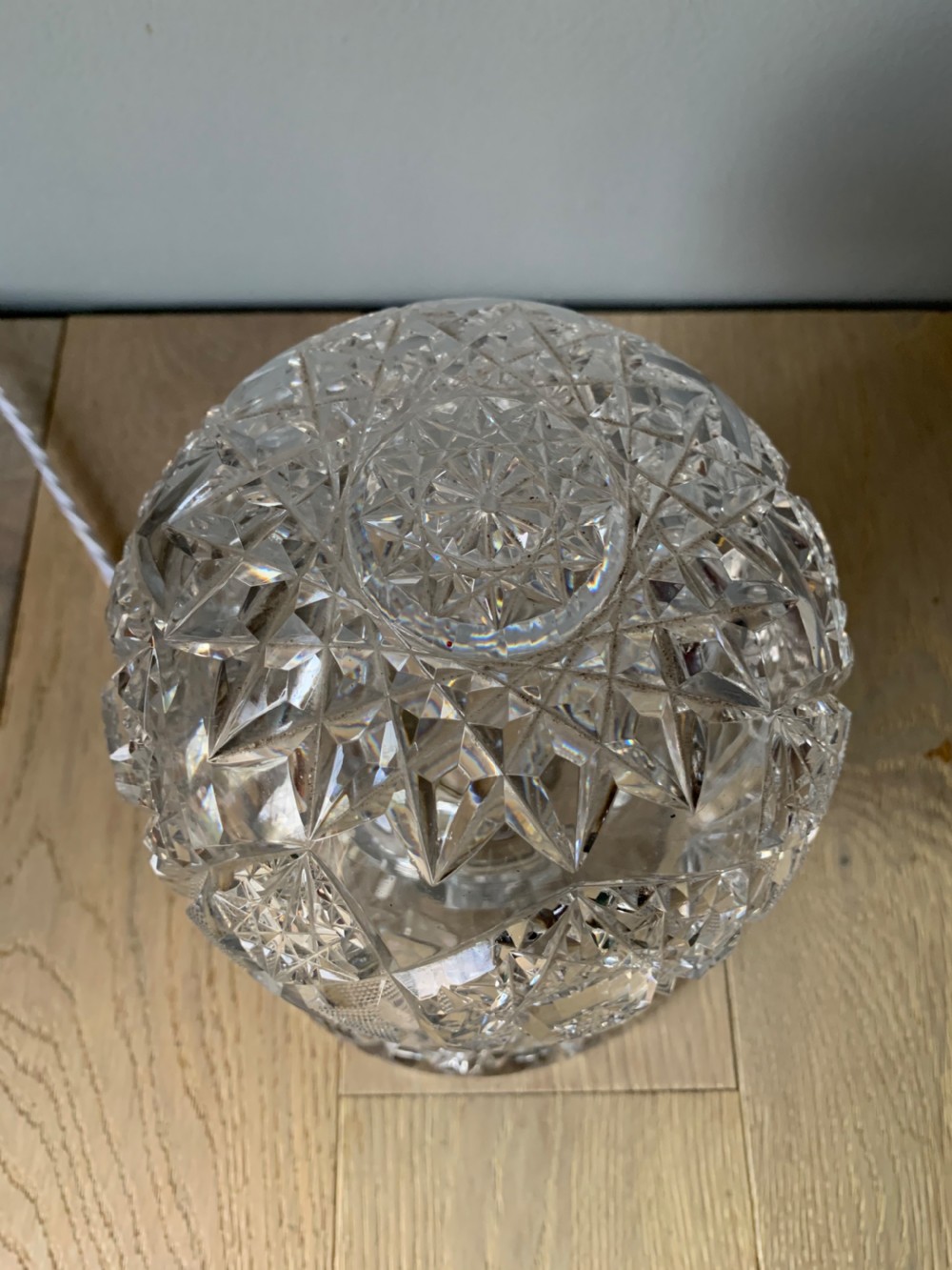 C1930 Cut Crystal Mushroom Table Lamp, Rewired and PAT tested  View IV