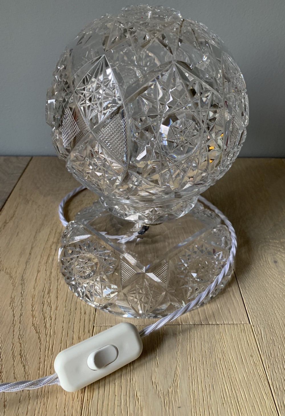 C1930 Cut Crystal Mushroom Table Lamp, Rewired and PAT tested  View VIII