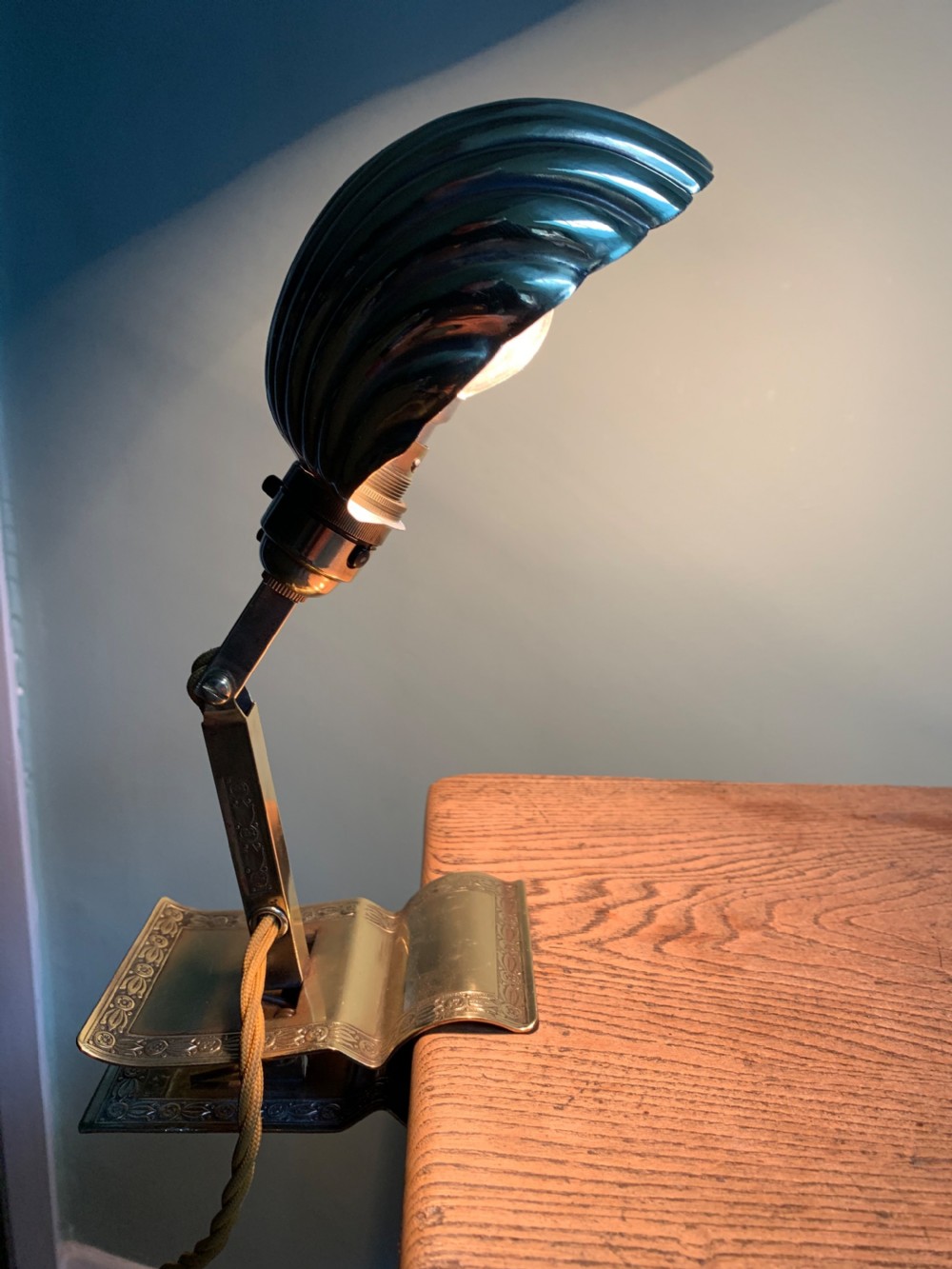 Adjusto ~Lite Clip on Desk Lamp, c1910. Rewired and PAT tested  View VIII