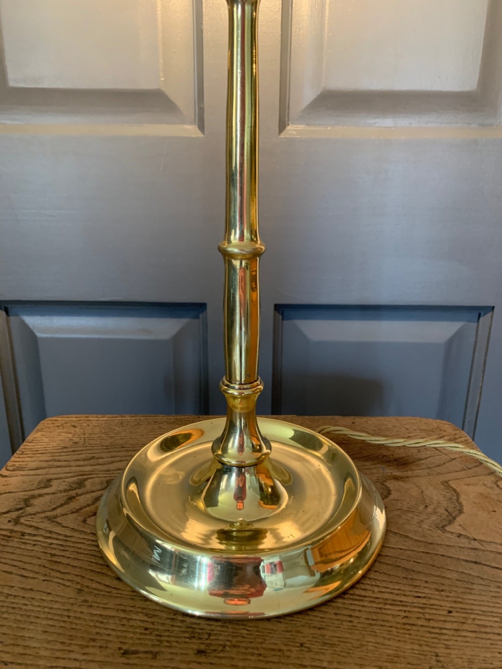 Tall Brass Table Lamp Rewired and PAT tested View VII