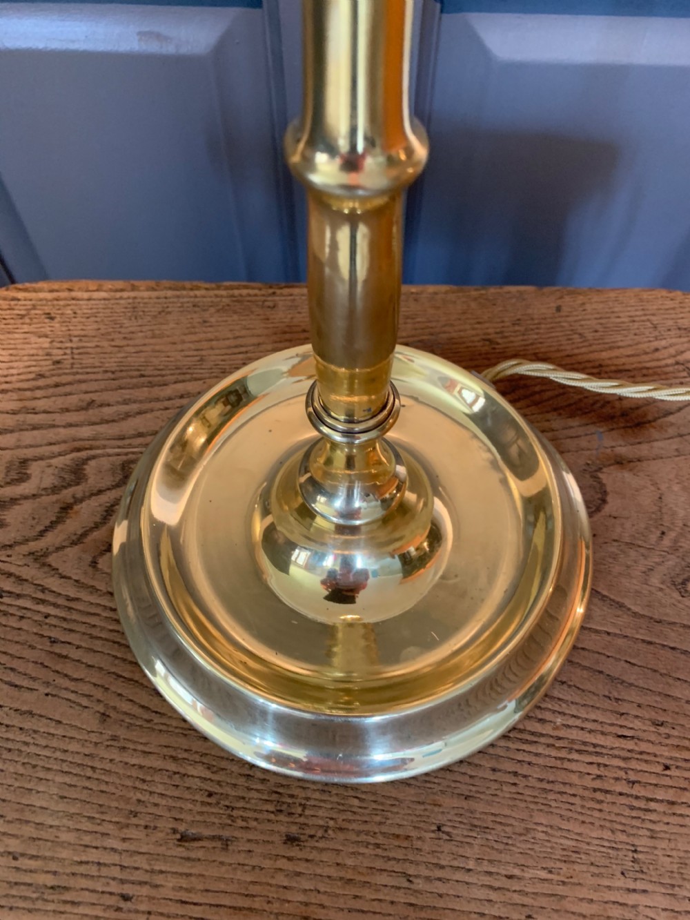 Tall Brass Table Lamp Rewired and PAT tested View VIII