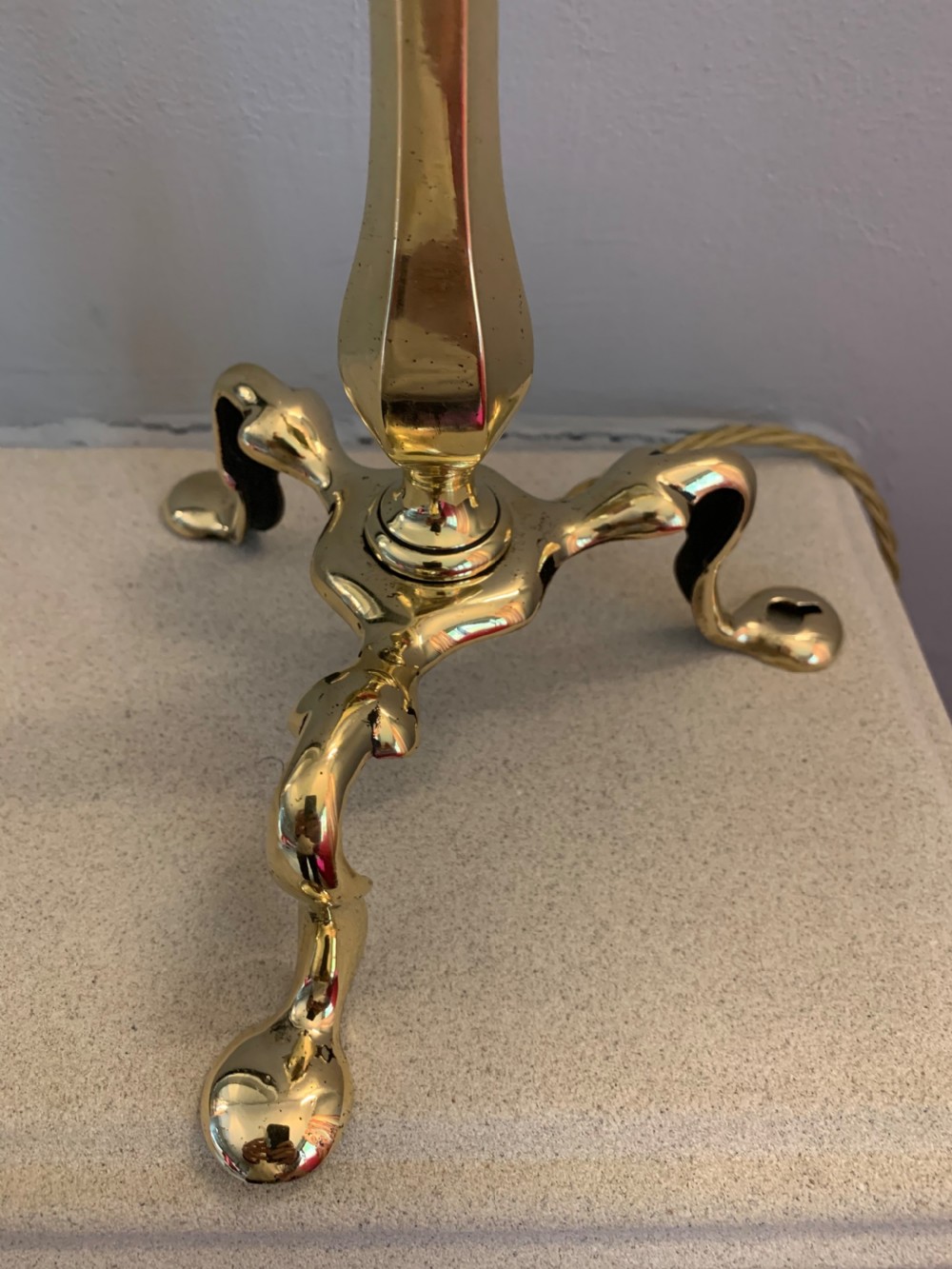 c1910 Brass Pullman Table Lamp Rewired and PAT tested  View V