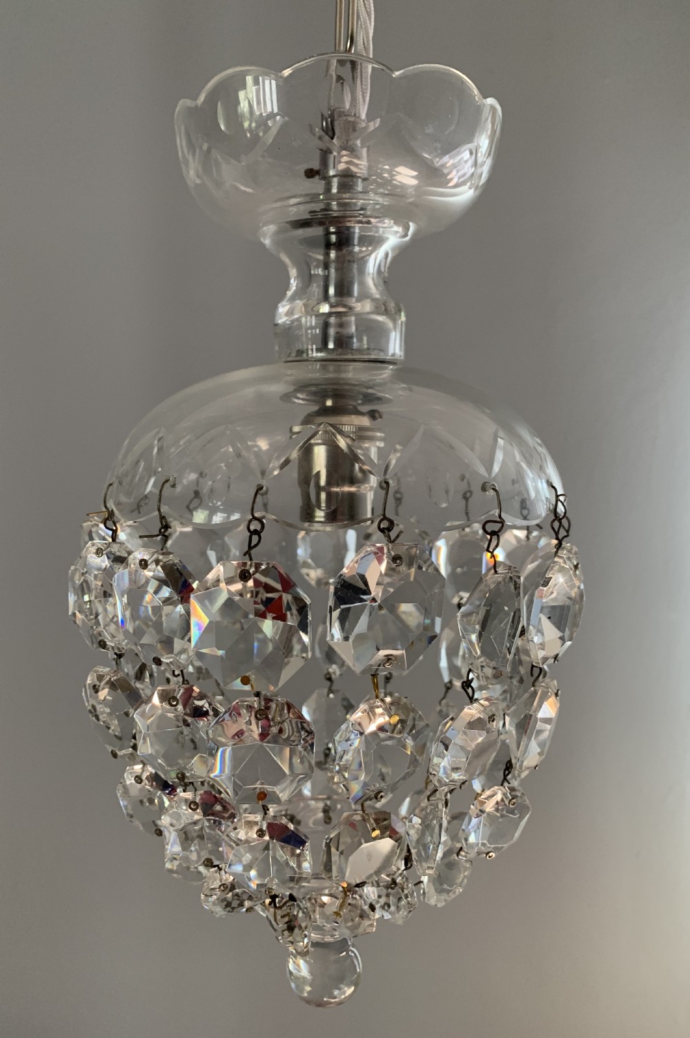 Victorian Glass Crystal Lustre Ceiling Light, Rewired  View VIII