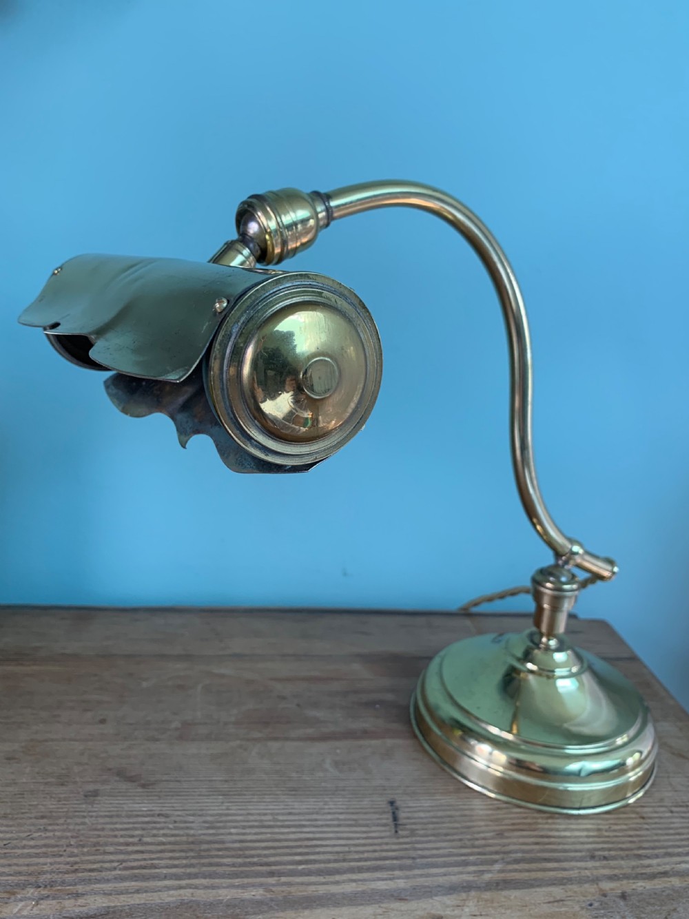 C1920 French Piano Desk Lamp, Rewired and PAT tested View IX
