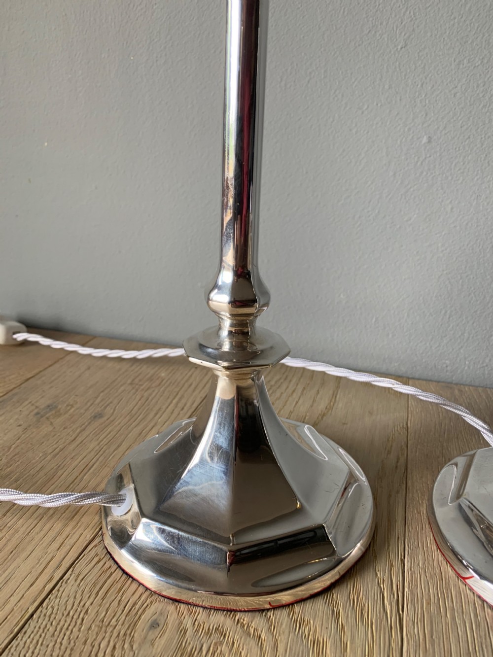 Pair of 1920s Chrome Silver Table Lamps, Rewired and PAT tested View VI