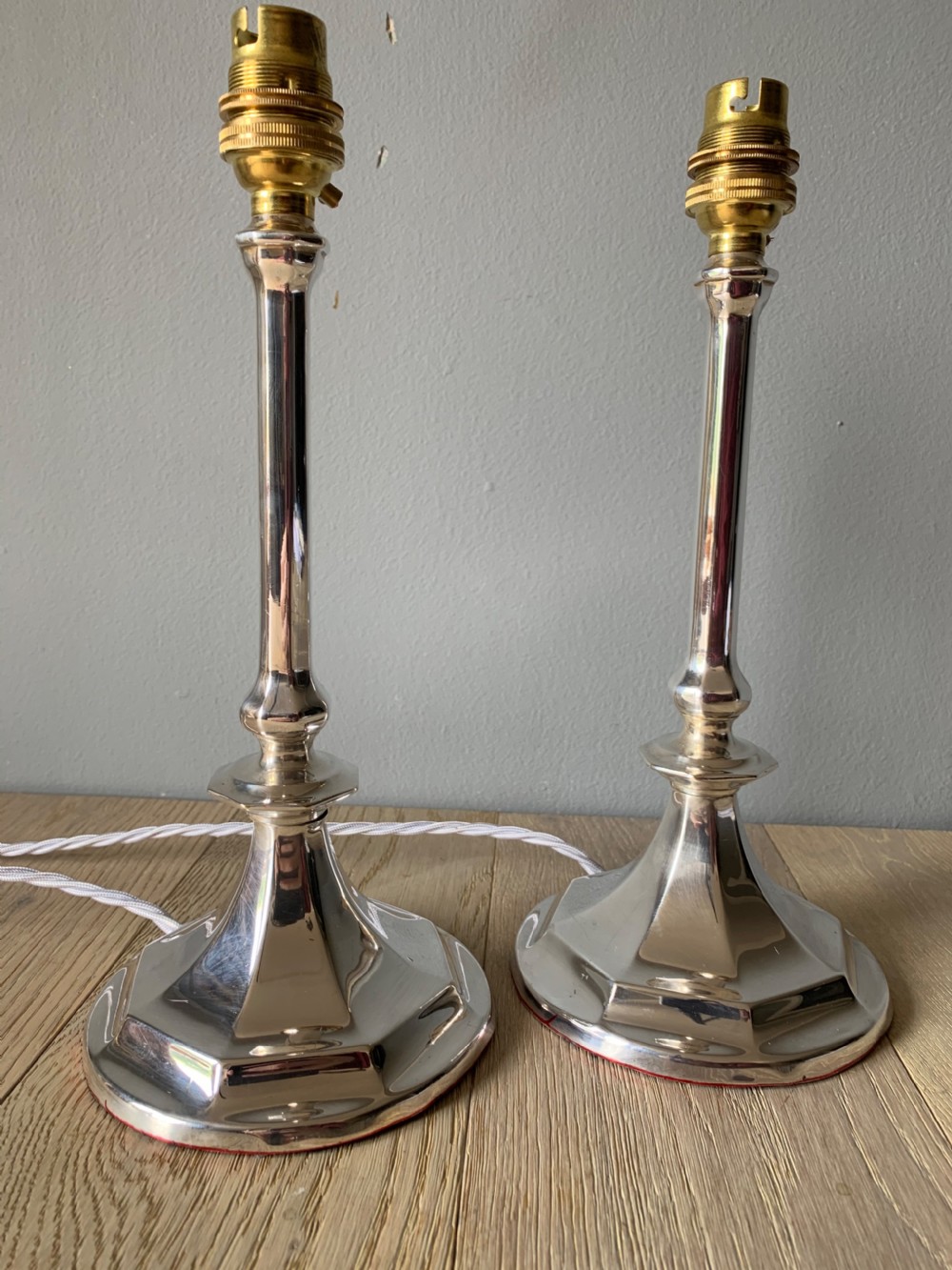 Pair of 1920s Chrome Silver Table Lamps, Rewired and PAT tested View VIII