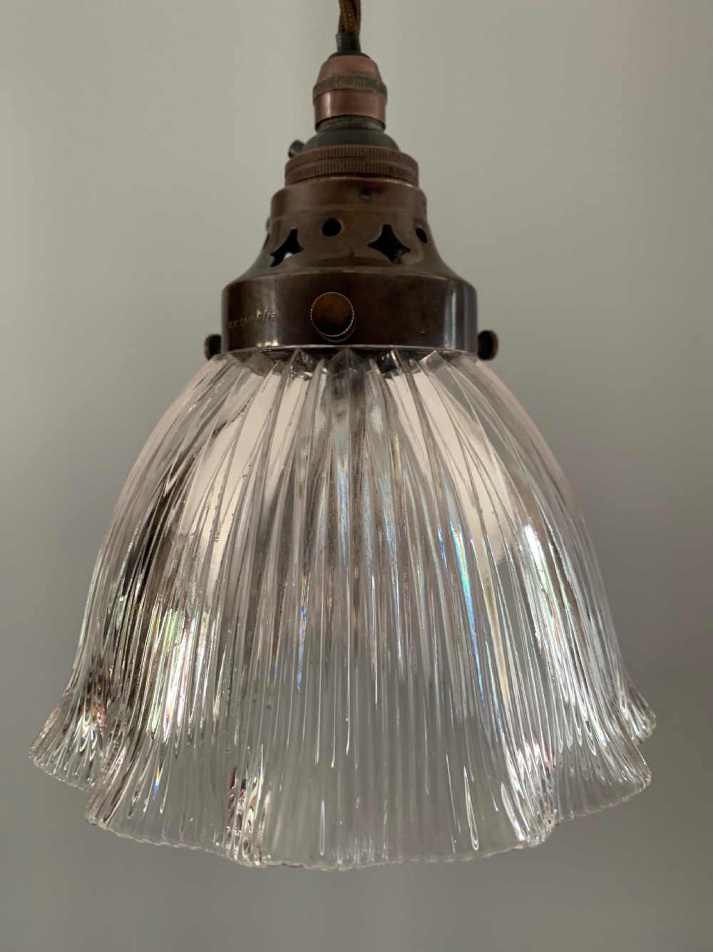 c1910 Small Holophane Ceiling Light, Rewired  View III