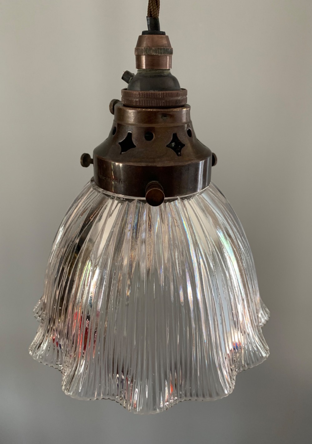 c1910 Small Holophane Ceiling Light, Rewired  View IV