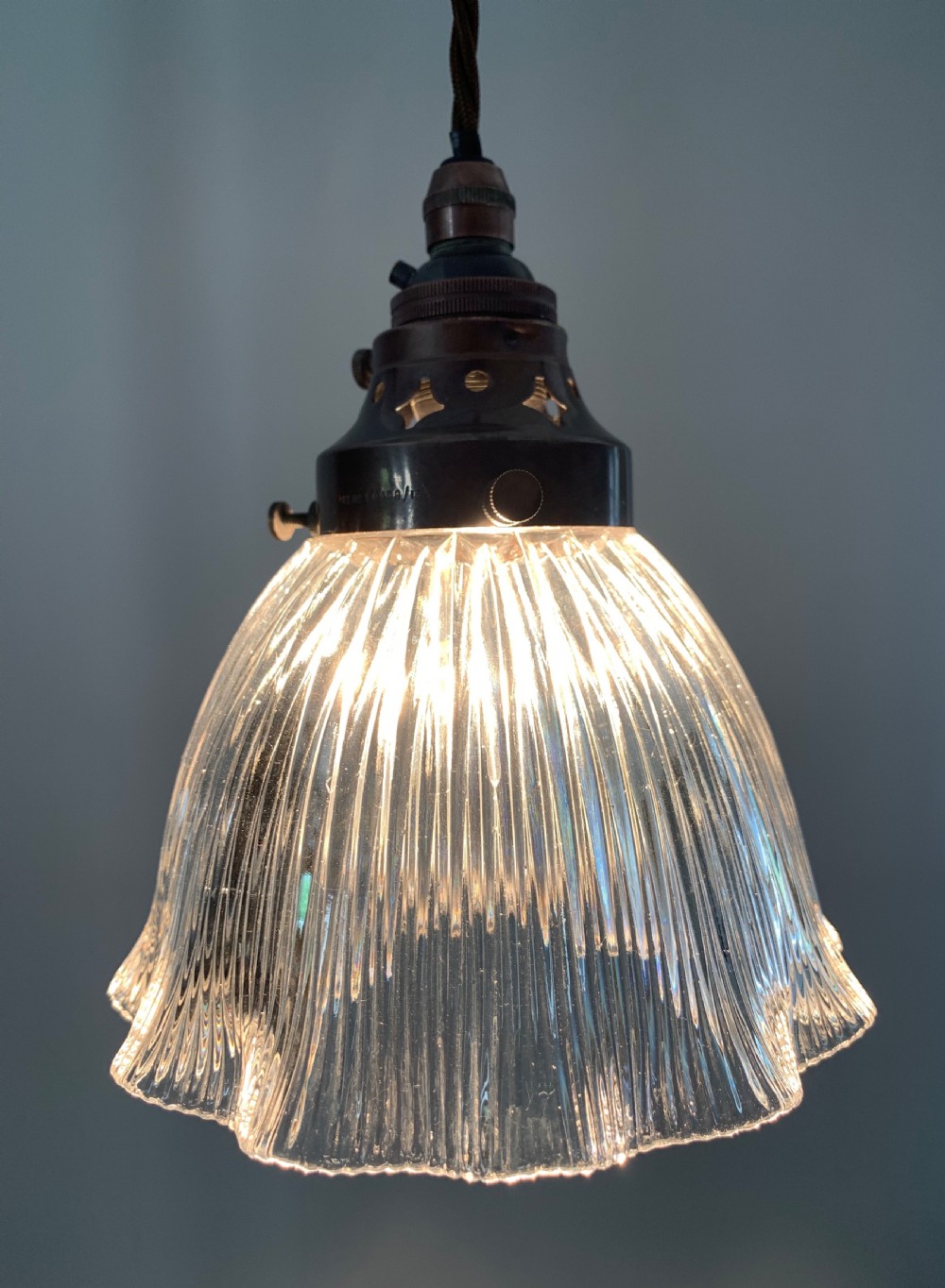 c1910 Small Holophane Ceiling Light, Rewired  View XIII