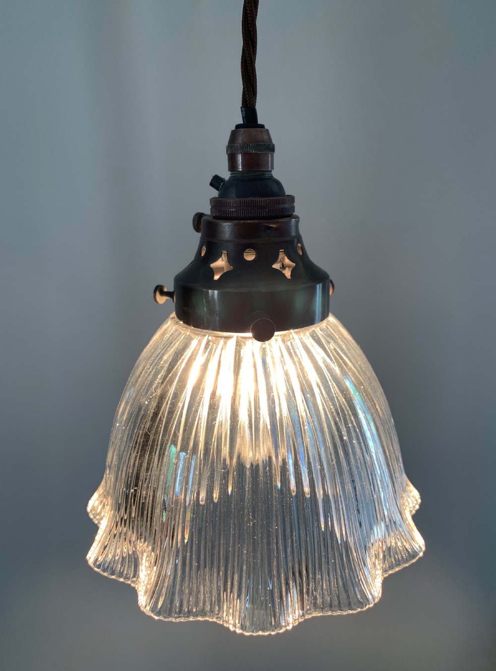 c1910 Small Holophane Ceiling Light, Rewired  View XIV