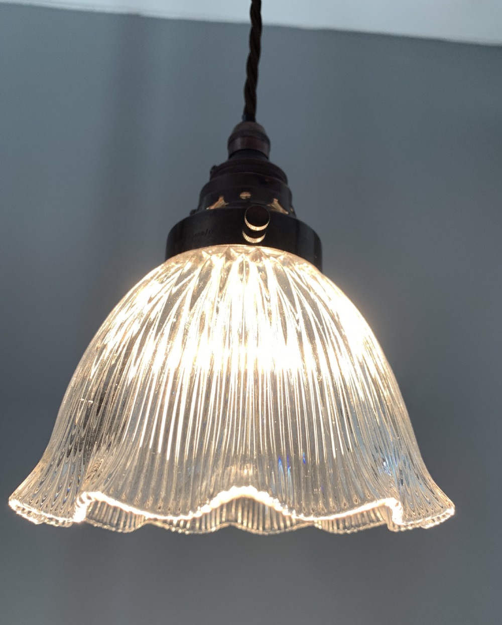 c1910 Small Holophane Ceiling Light, Rewired  View XV