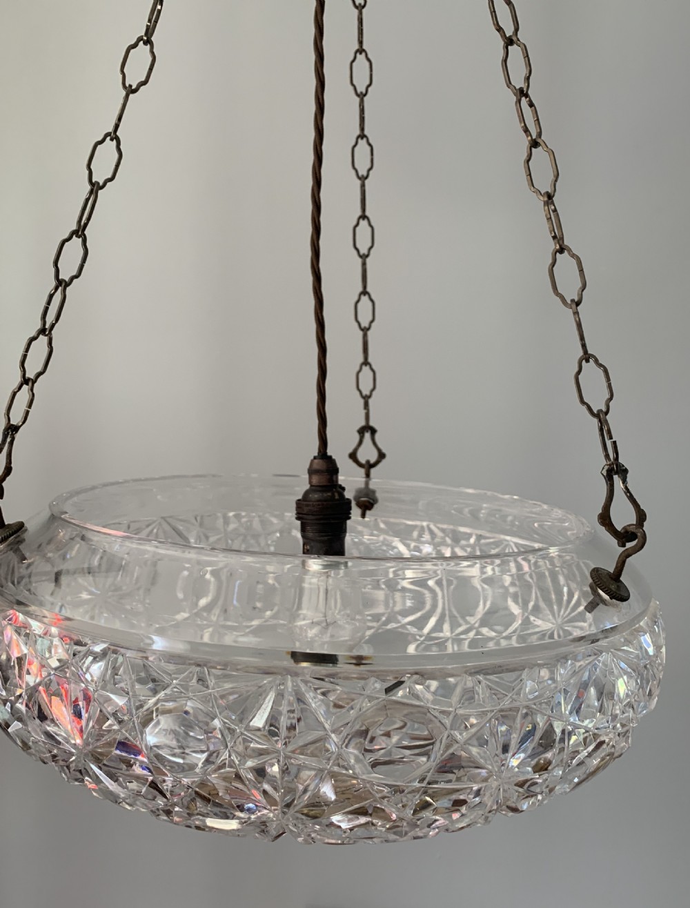 Superb Cut Glass Crystal 1920’s Ceiling Light, Rewired  View VII