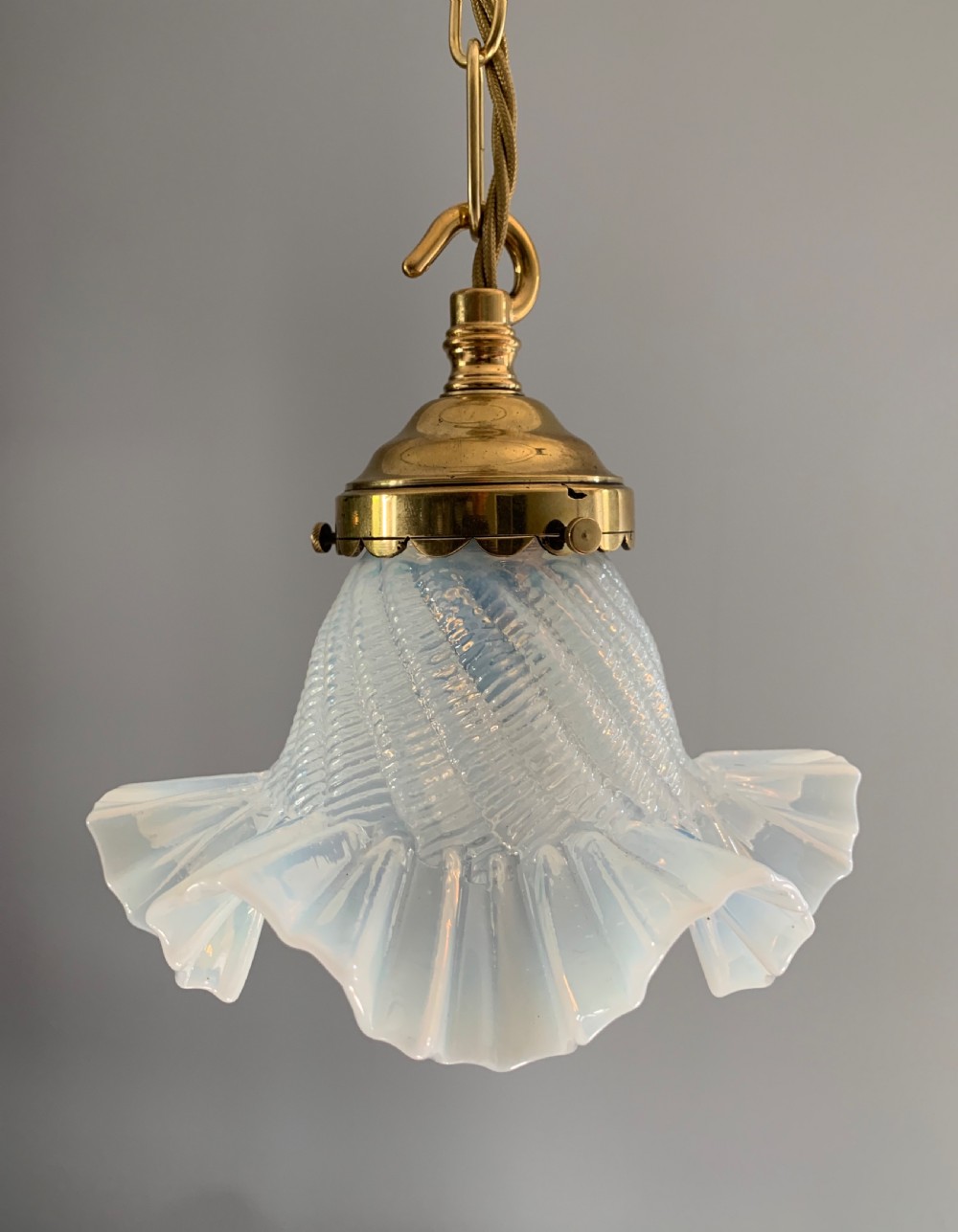 Vaseline Opaque Ceiling Pendant Light, Rewired  View II