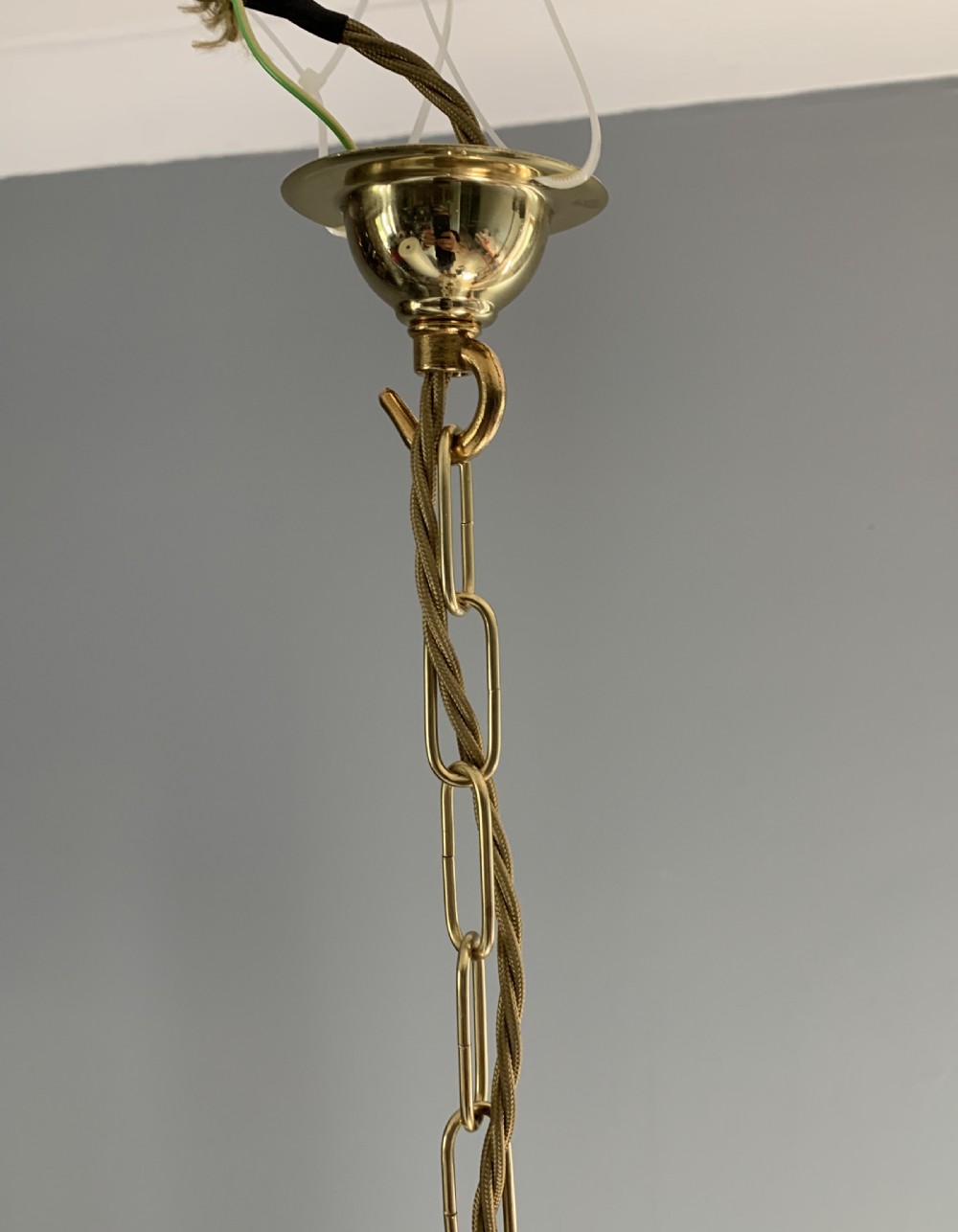 Vaseline Opaque Ceiling Pendant Light, Rewired  View V