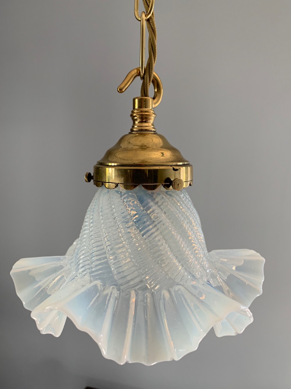 Vaseline Opaque Ceiling Pendant Light, Rewired  View VI