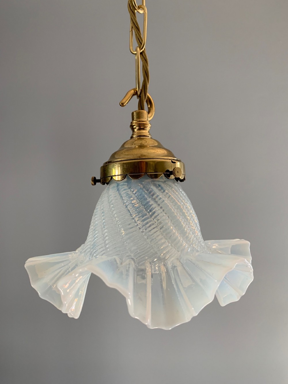 Vaseline Opaque Ceiling Pendant Light, Rewired 