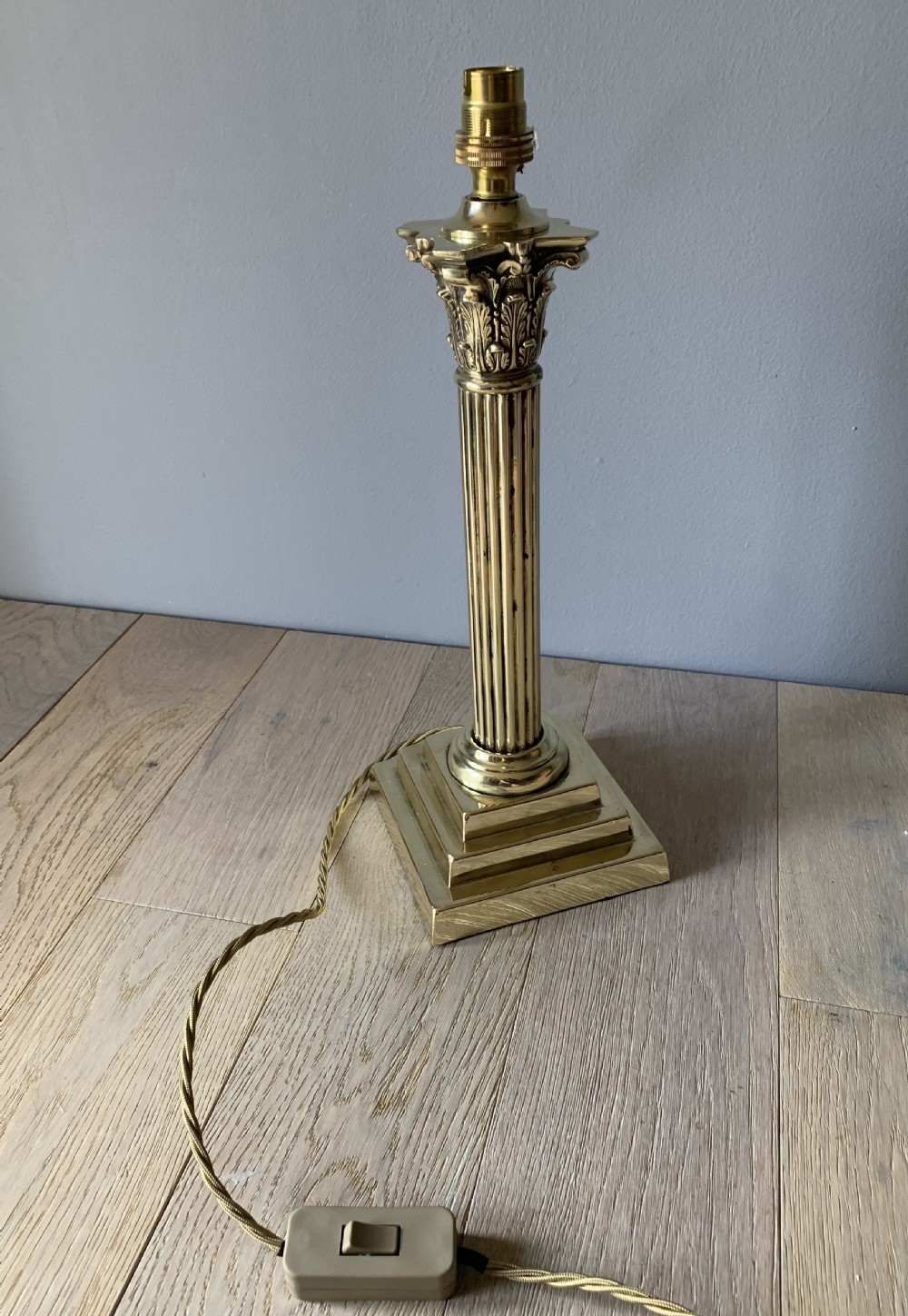 Quality Brass Corinthian Column Table Lamp, Rewired and Pat tested  View V