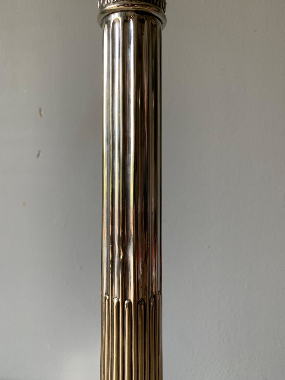 Large Silver Plate Corinthian Column Table Lamp, Rewired and Pat tested View IV