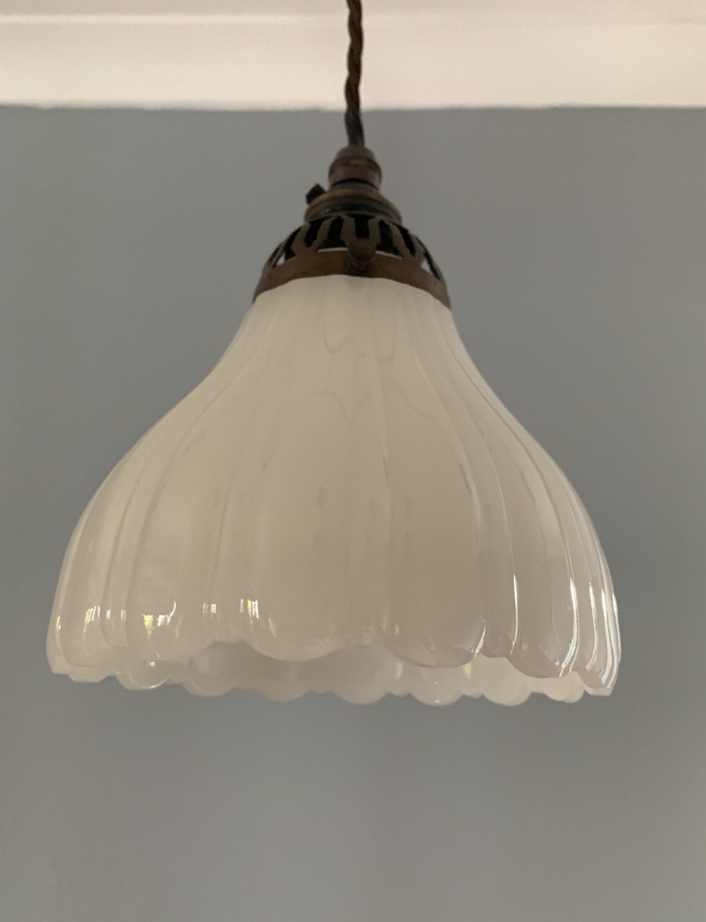 Moonstone Opaque Milk Glass Pendant Ceiling Light, Lamp, Shade View III
