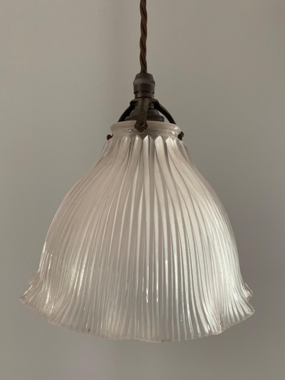 Holophane 1909 Stamped Ceiling Light, Lamp, Shade, Rewired 