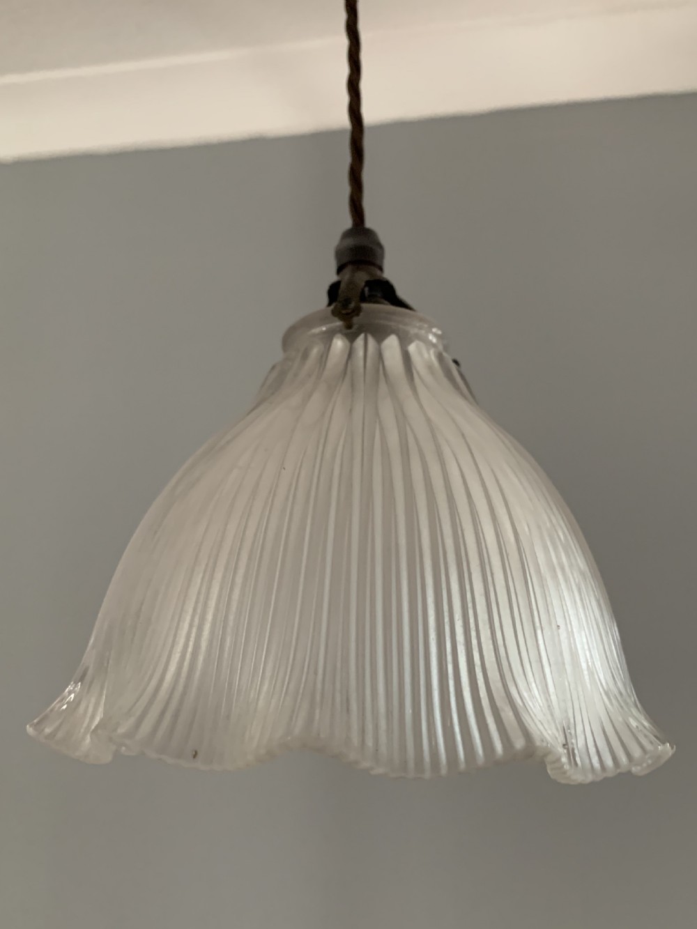 Holophane 1909 Stamped Ceiling Light, Lamp, Shade, Rewired  View V