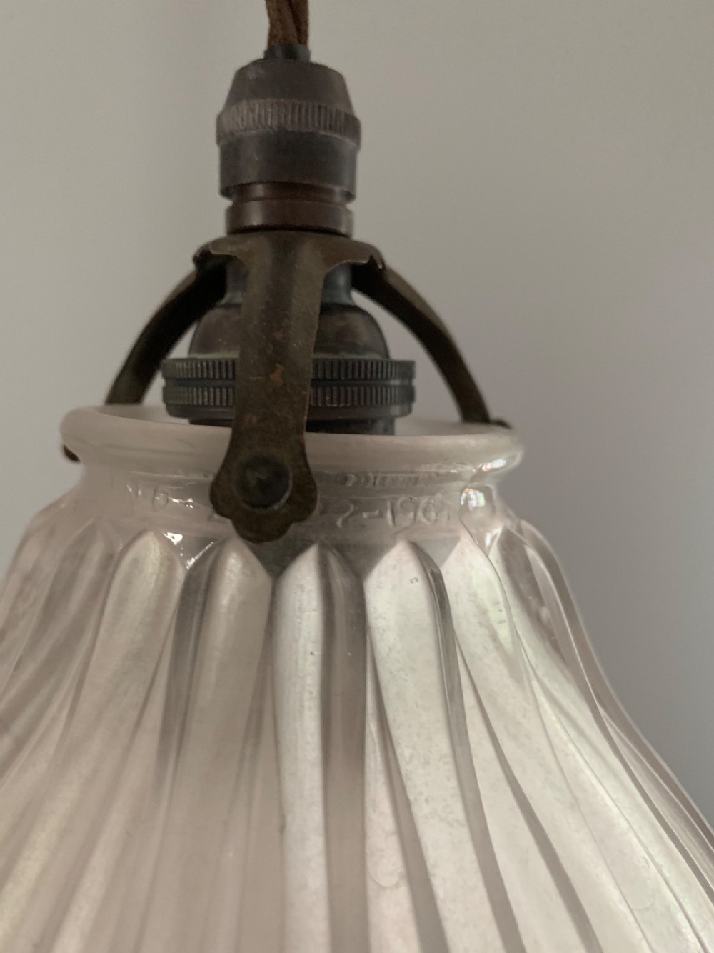 Holophane 1909 Stamped Ceiling Light, Lamp, Shade, Rewired  View VI