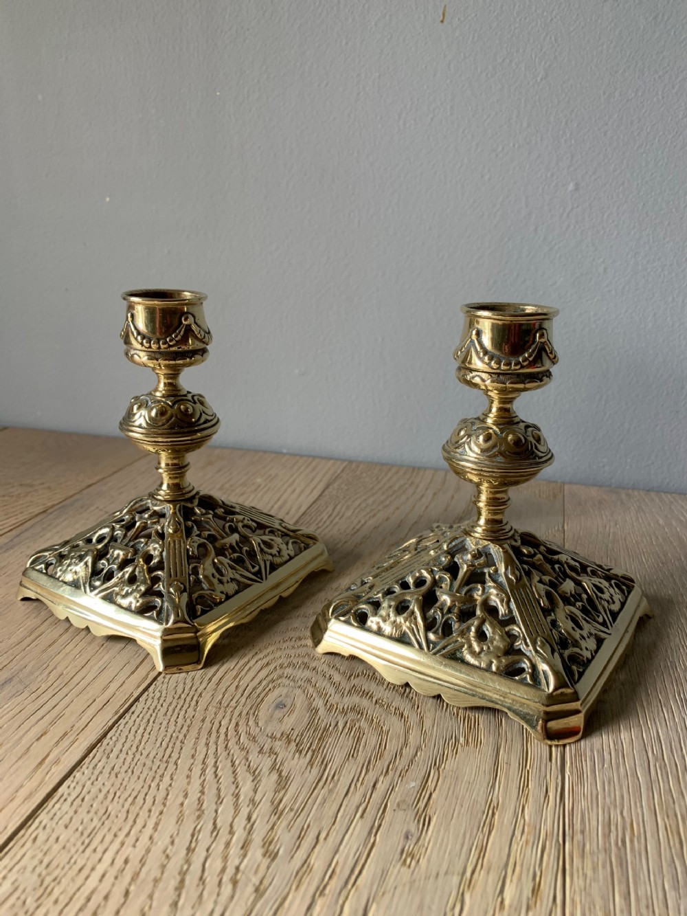 A Fine Pair of William Tonks Cast Brass Candlesticks, c1880