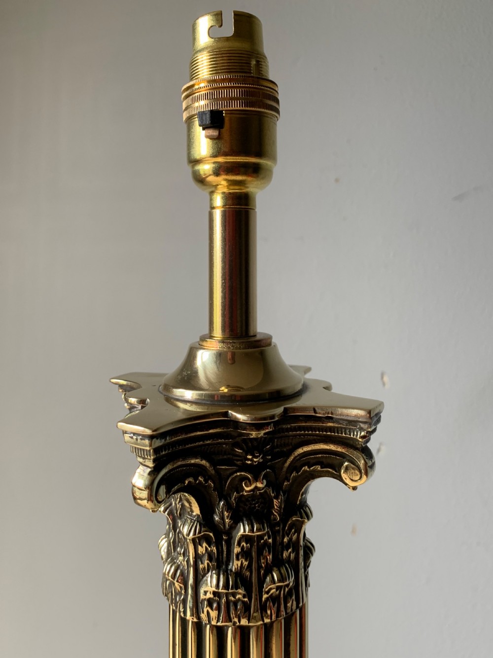 Quality Brass Corinthian Column Table Lamp, Rewired and PAT tested View IV