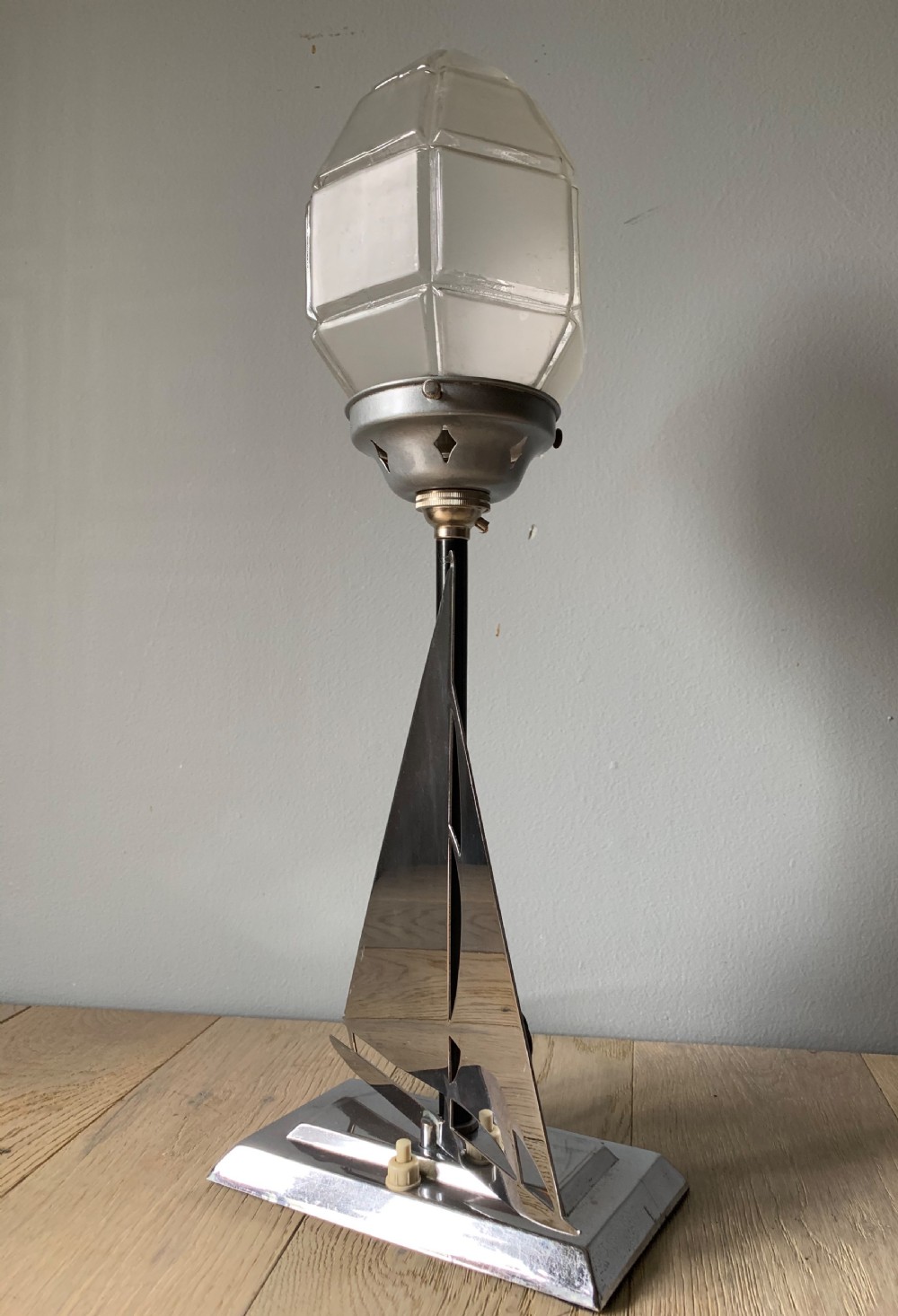 Art Deco Chrome Boat & Lighthouse Table Lamp, Rewired and PAT tested View IX