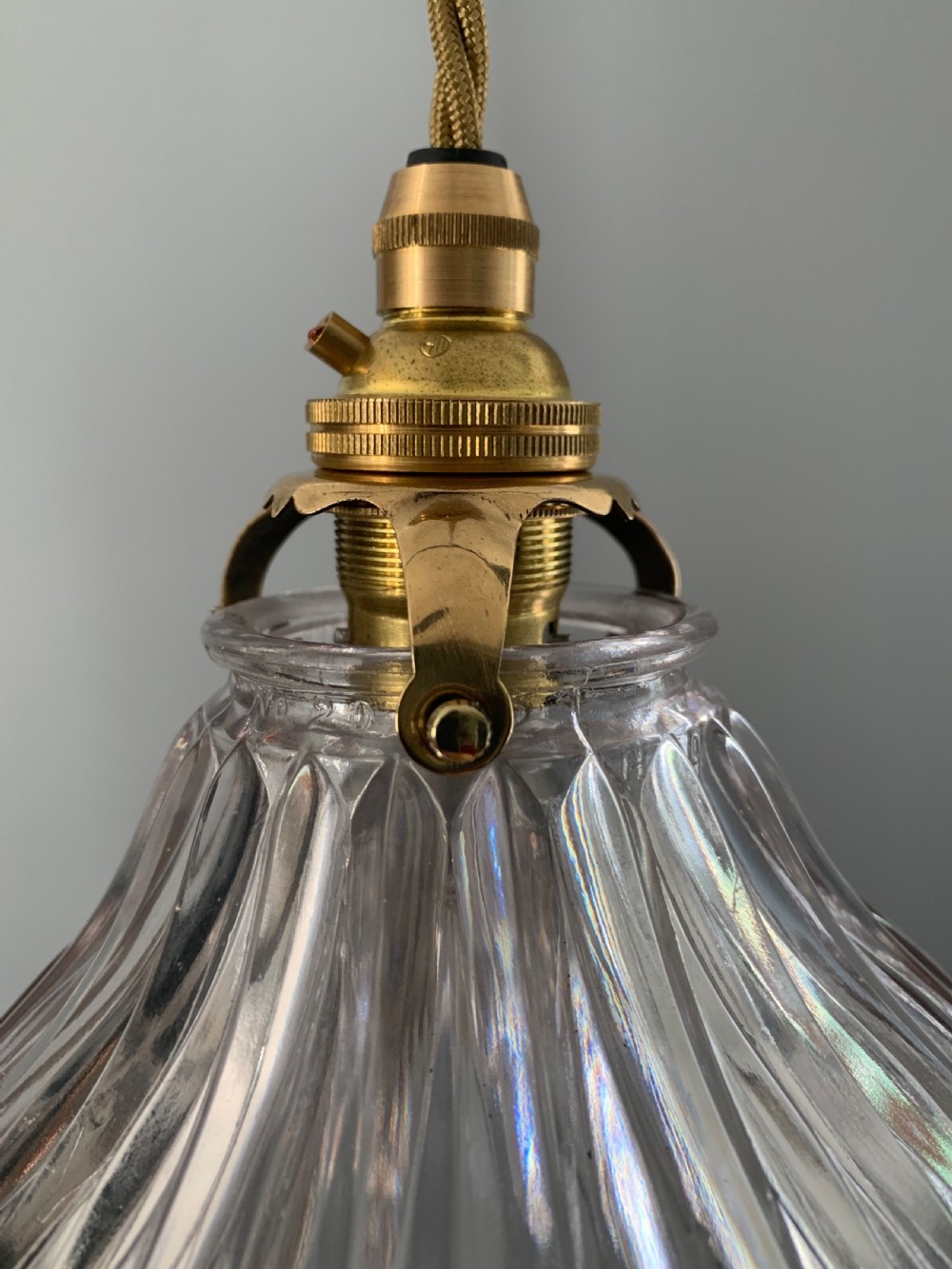 1909 PAT Marked Holophane Ceiling Light, Shade, Lamp, Rewired  View III