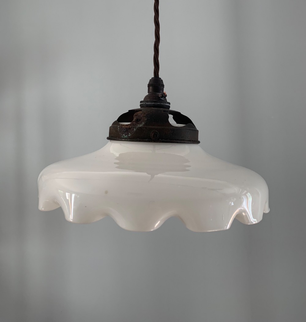 German Ceiling Lamp c1920; By Schott Jena Autosit; Rewired  View II