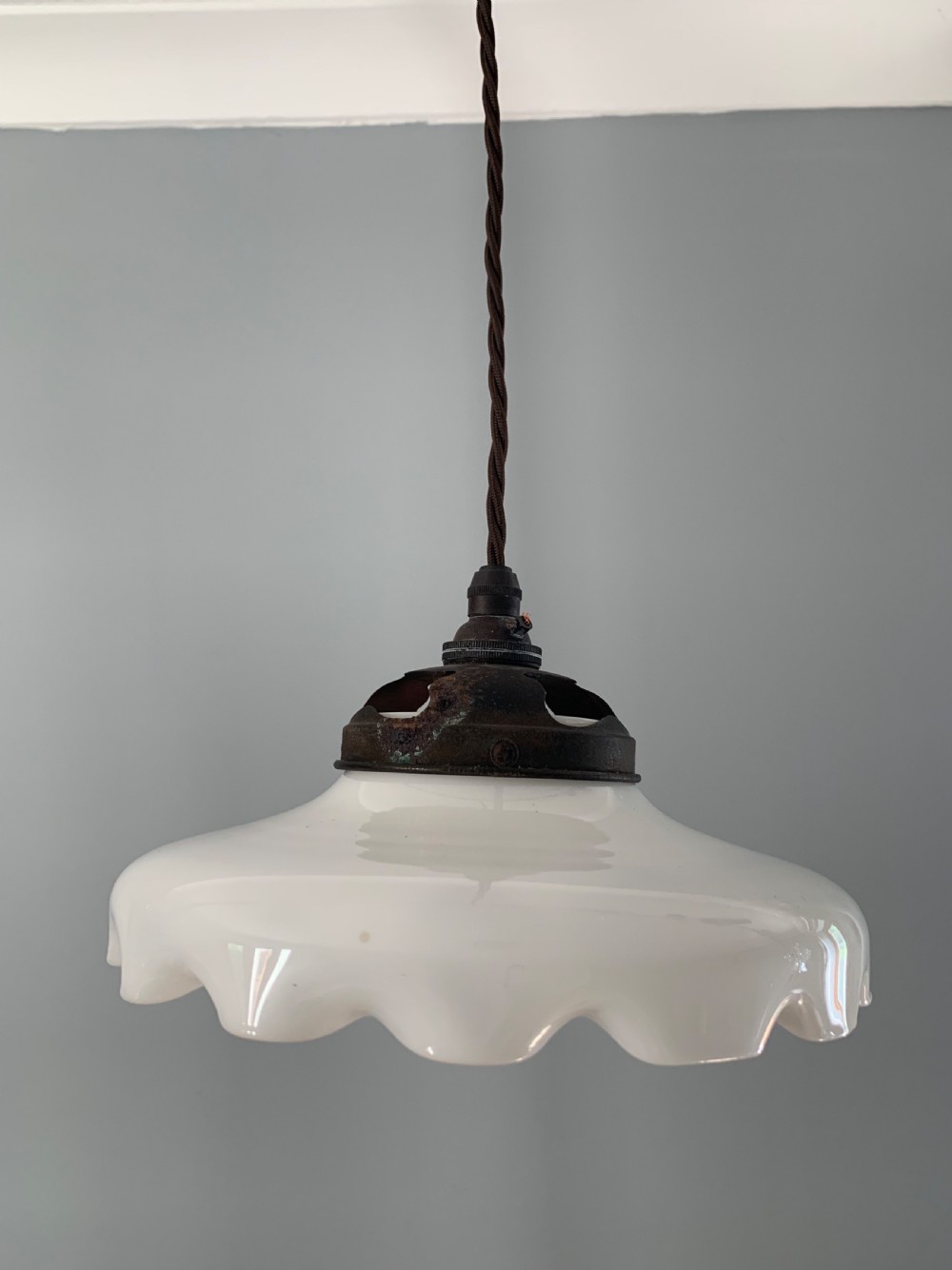 German Ceiling Lamp c1920; By Schott Jena Autosit; Rewired  View III