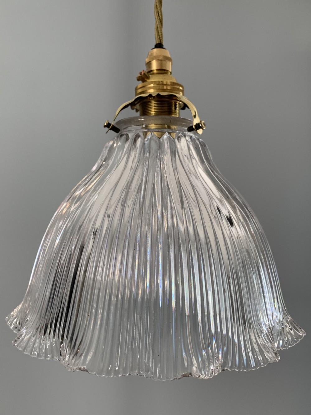 C1920 USA Holophane Pendant Ceiling Light, Rewired 