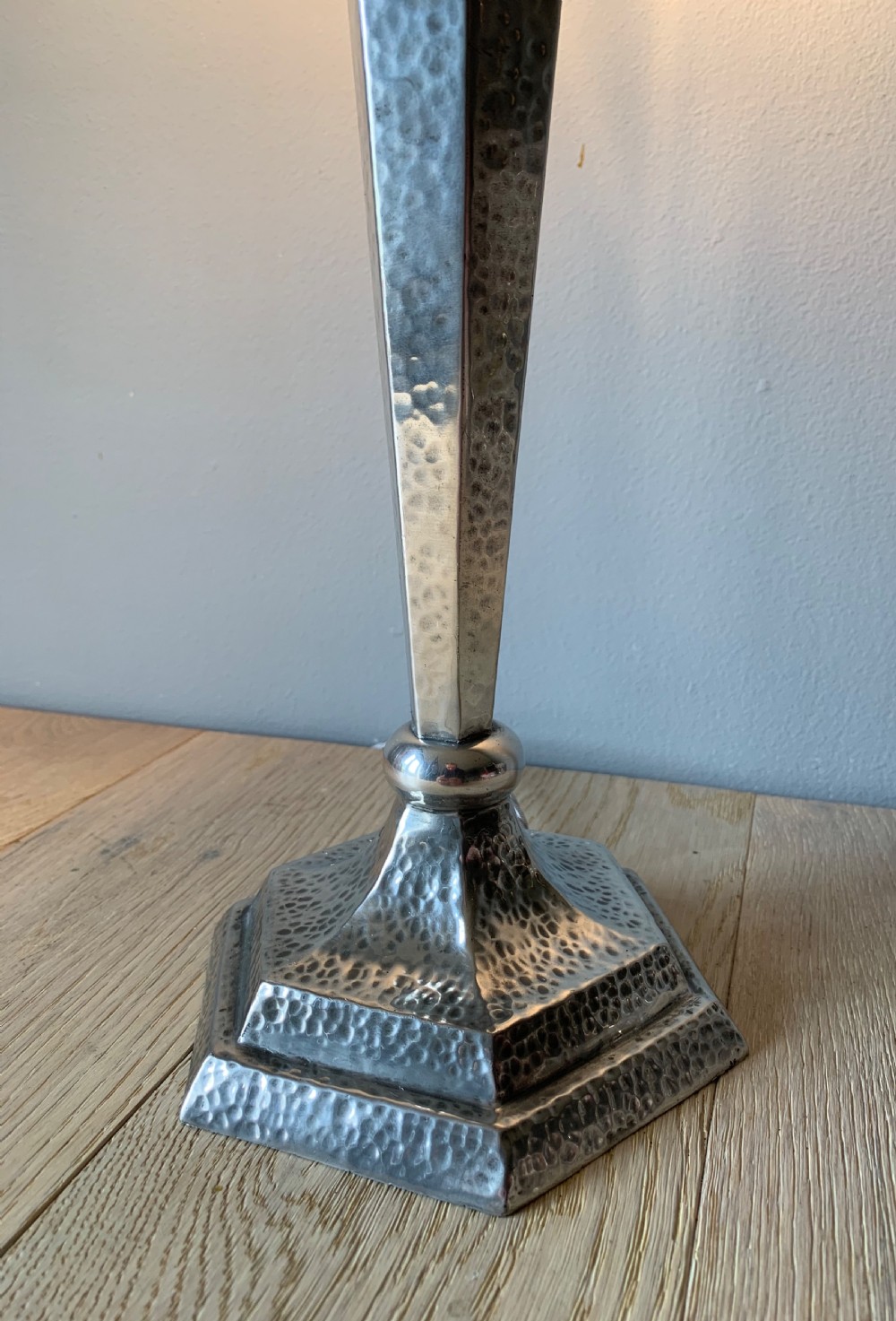 1930s Talbot Hammered Pewter Table Lamp, Rewired and Pat tested  View VII