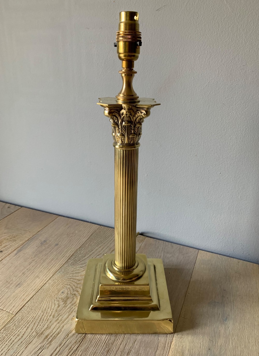 Brass Corinthian Column Table Lamp, Rewired and Pat tested View VI