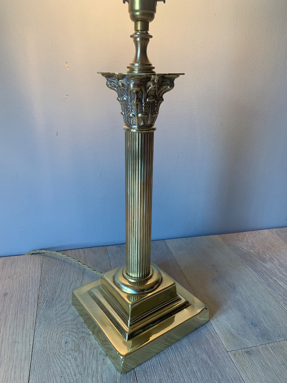 Brass Corinthian Column Table Lamp, Rewired and Pat tested View VIII