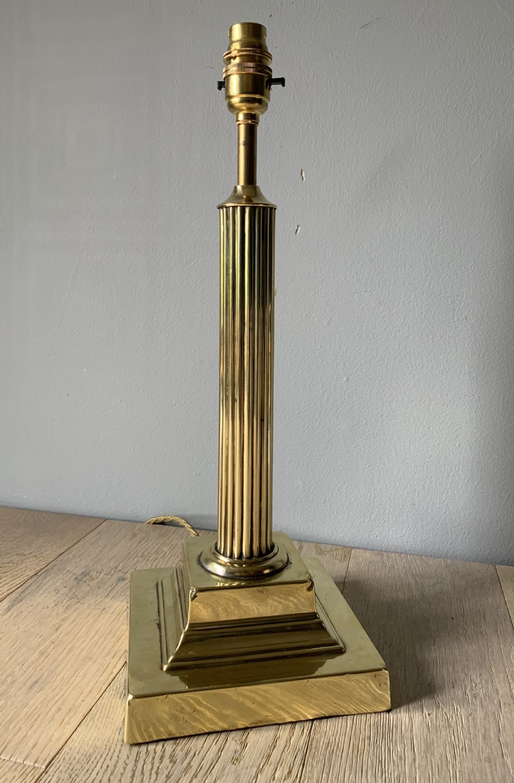Brass Reeded Column Table Lamp, Rewired and Pat tested