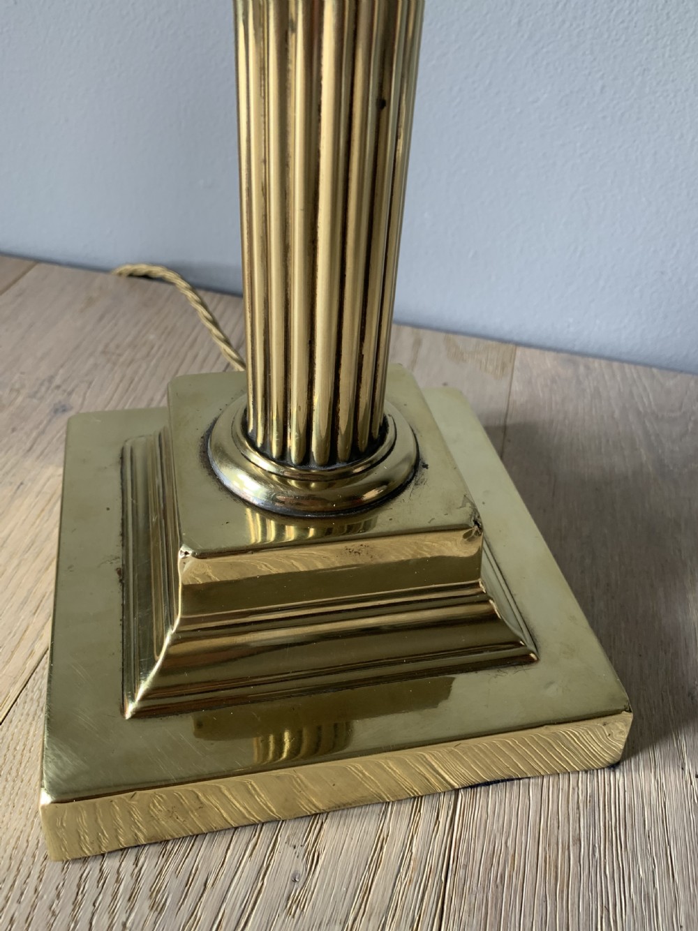 Brass Reeded Column Table Lamp, Rewired and Pat tested View II